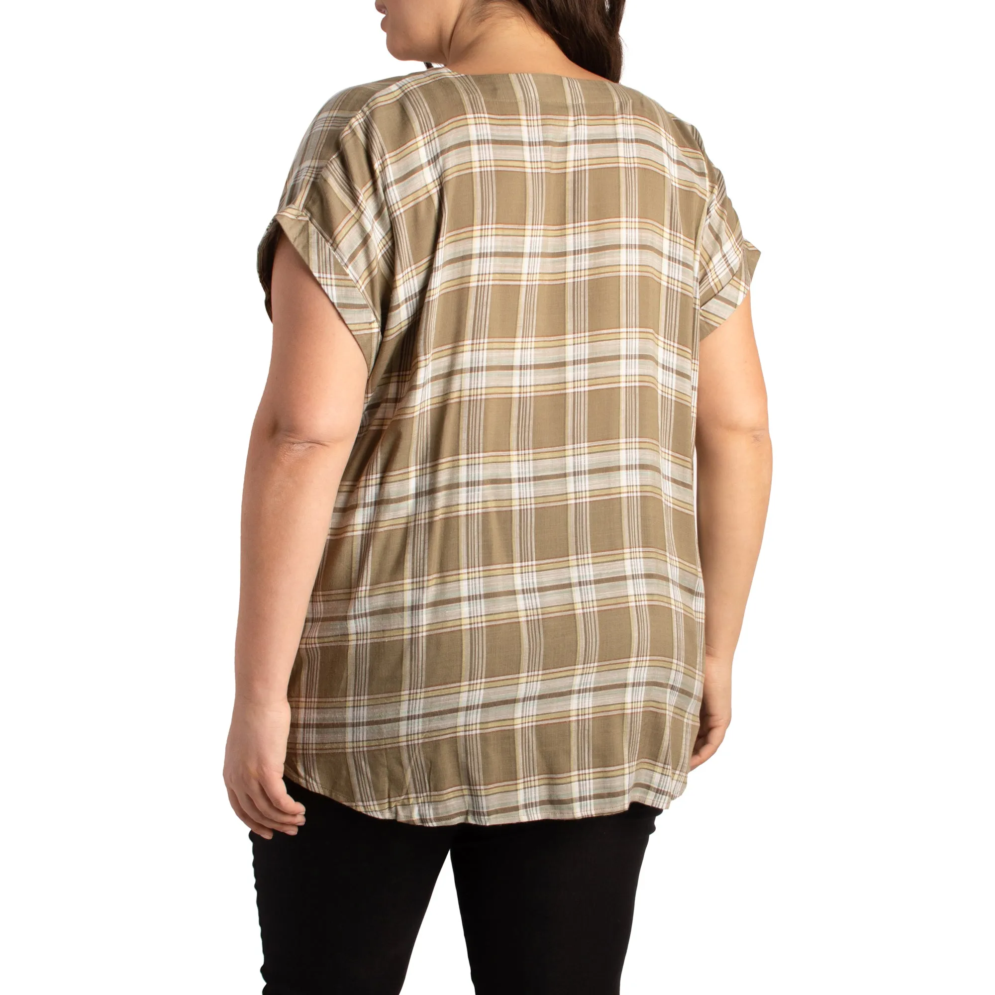 mySTYLE Women's Plus Plaid Knot Front Shirt sold by Giant Tiger