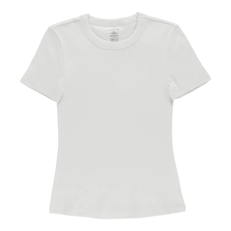 mySTYLE Women's Ribbed Crew Neck Tee sold by Giant Tiger