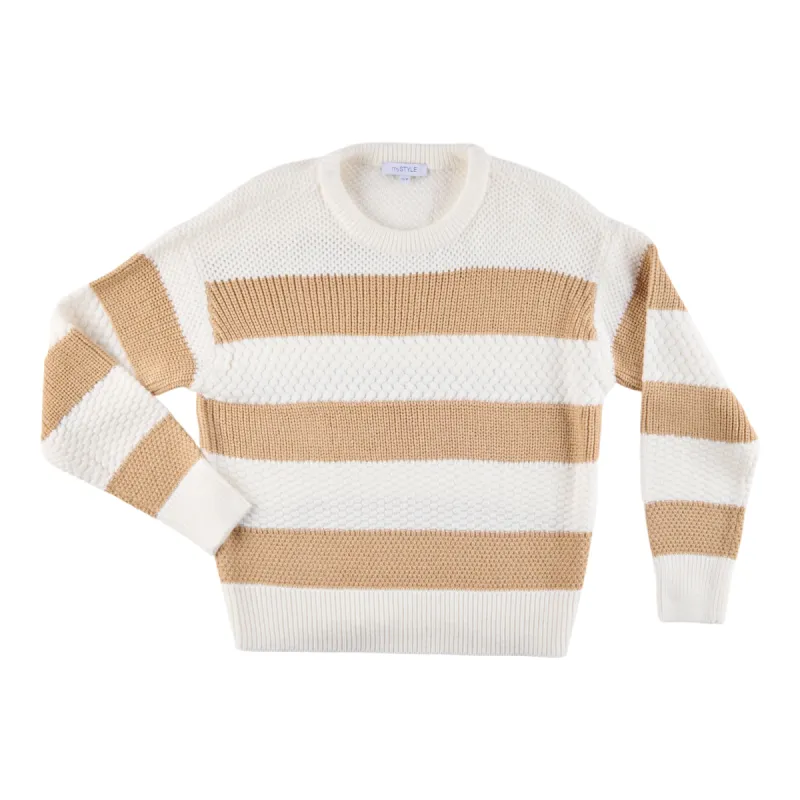 mySTYLE Women's Striped Cable Front Sweater sold by Giant Tiger