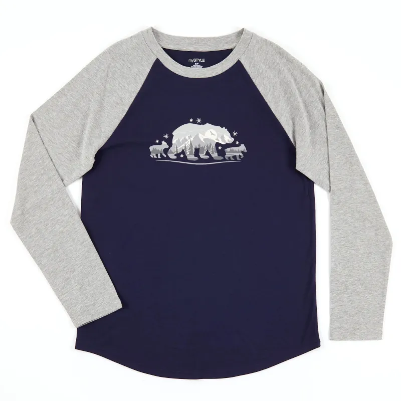 mySTYLE Women's Plus Raglan Screen Printed Long Sleeve T-Shirt sold by Giant Tiger