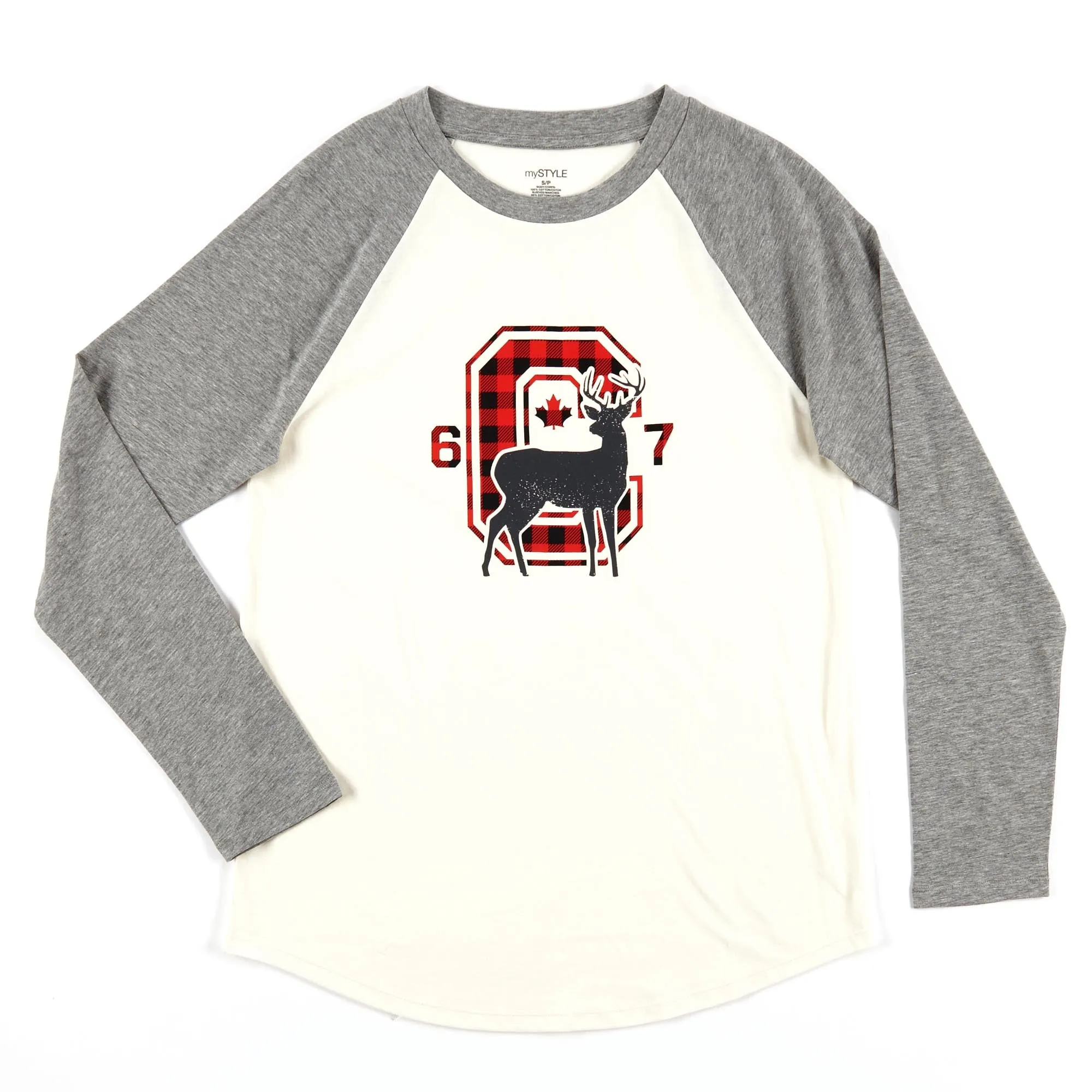 mySTYLE Women's Plus Raglan Screen Printed Long Sleeve T-Shirt sold by Giant Tiger product image thumbnail 2