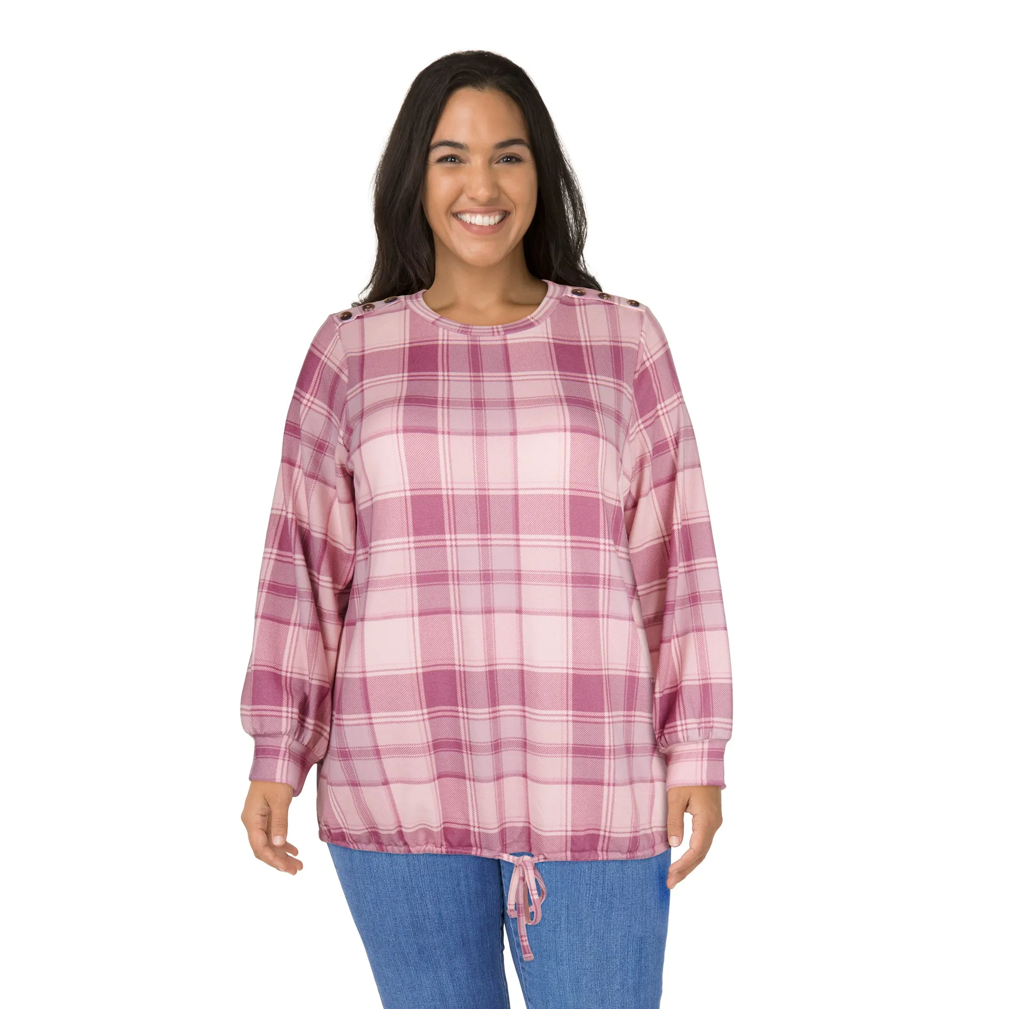 mySTYLE Women's Plus Long Sleeve Tie Front Top sold by Giant Tiger product image thumbnail 2