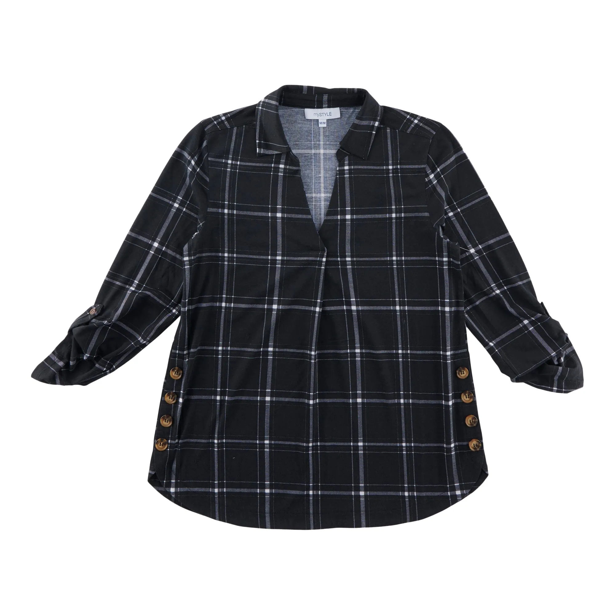 mySTYLE Women's Long Sleeve Plaid Shirt sold by Giant Tiger