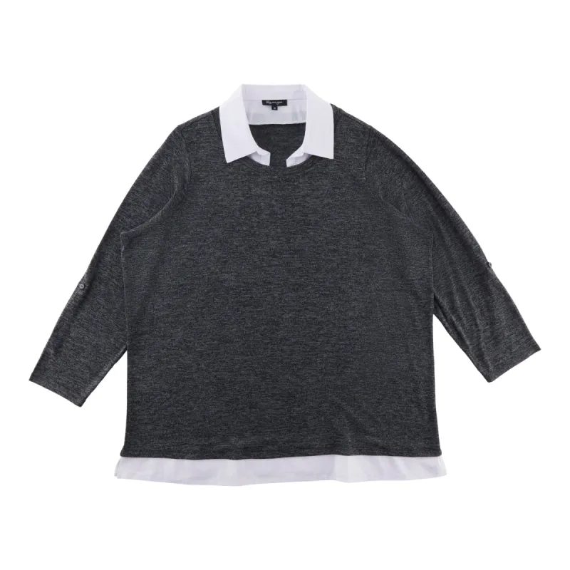 lily morgan Women's Plus Fooler Top with Collar sold by Giant Tiger