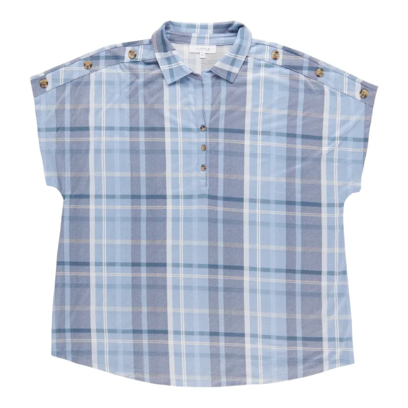 mySTYLE Women's Plus Short Sleeve Plaid Shirt sold by Giant Tiger