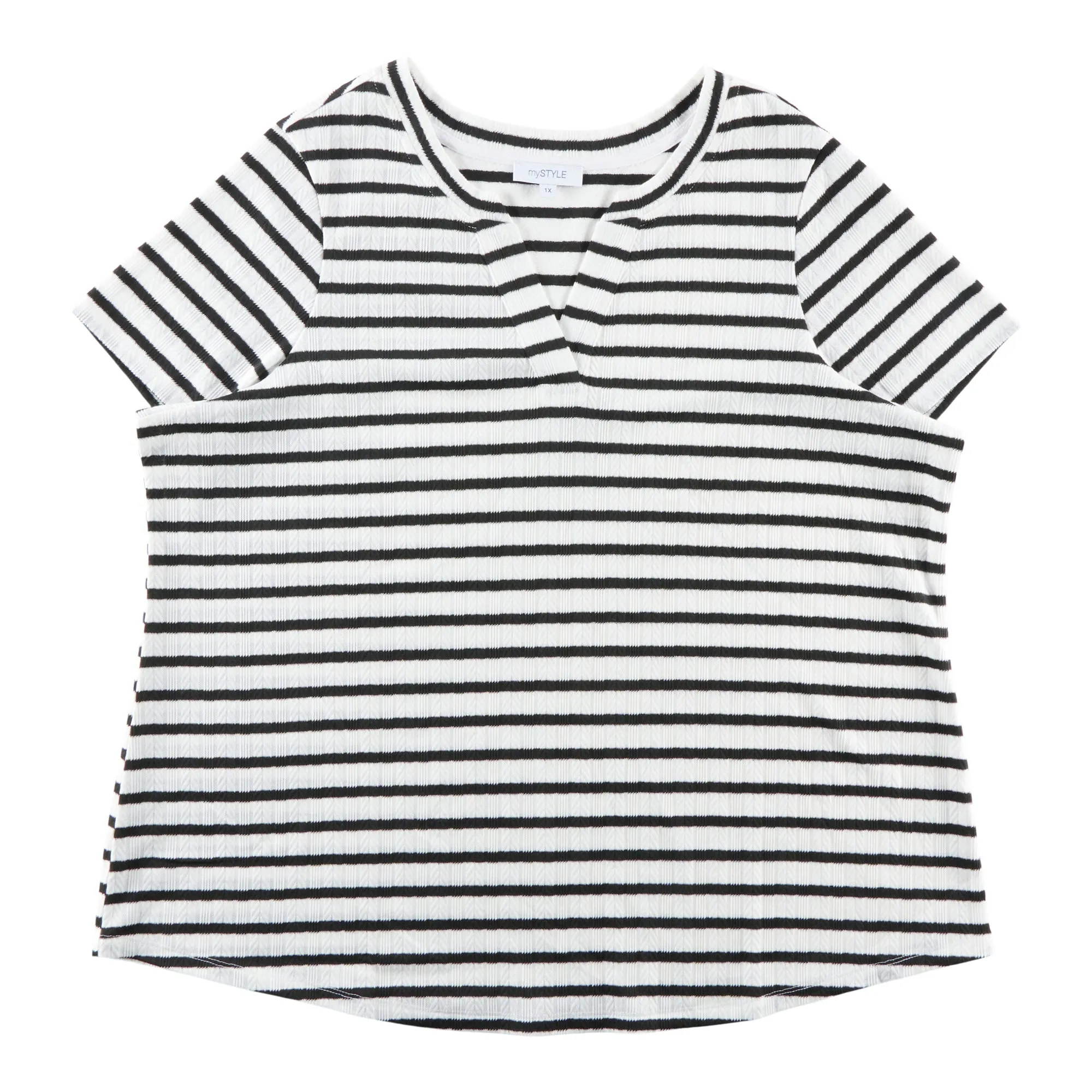 mySTYLE Women's Plus Jacquard Striped Henley sold by Giant Tiger product image thumbnail 2