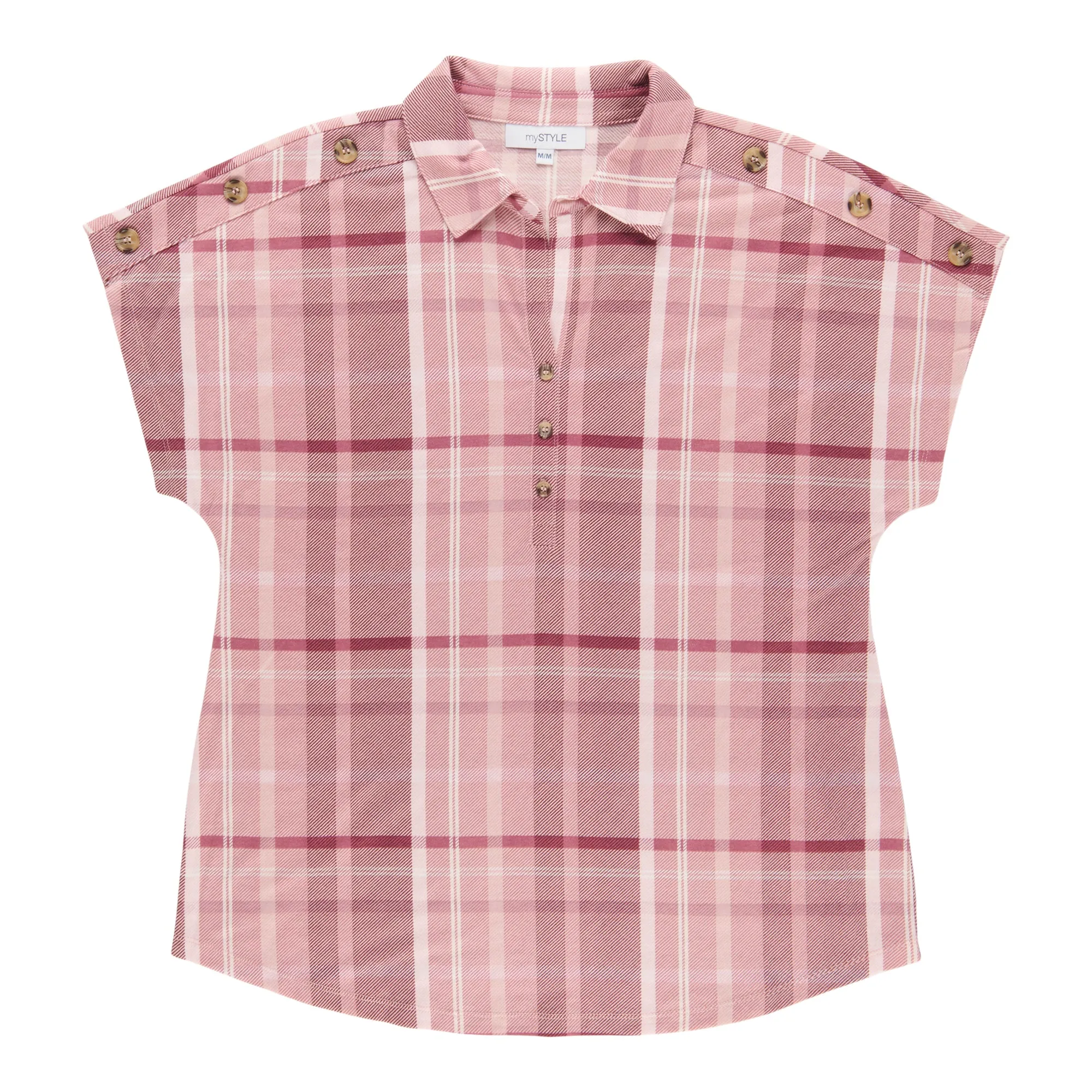 mySTYLE Women's Plaid Short Sleeve Top sold by Giant Tiger product image thumbnail 3