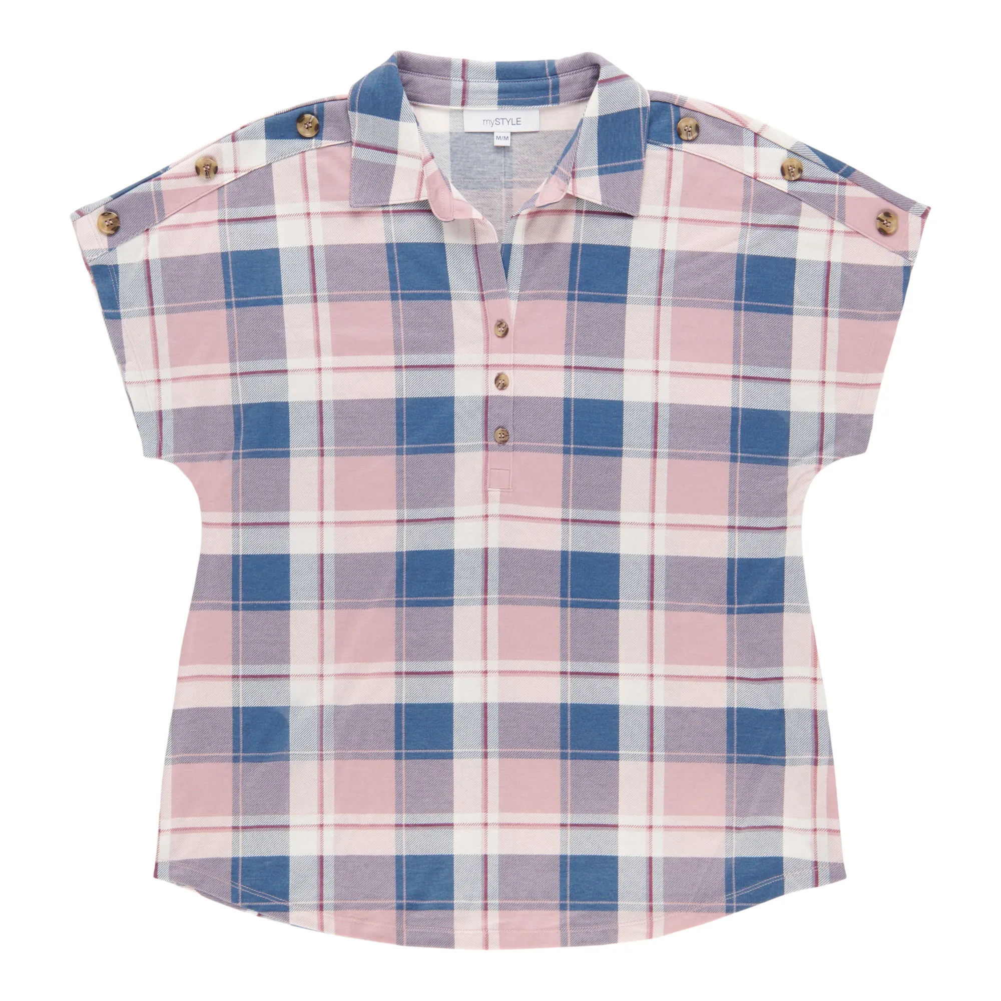 mySTYLE Women's Plaid Short Sleeve Top sold by Giant Tiger product image thumbnail 2