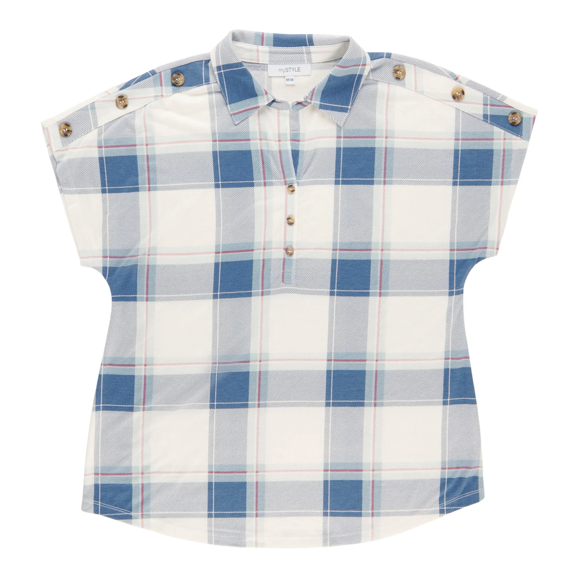 mySTYLE Women's Plaid Short Sleeve Top sold by Giant Tiger product image thumbnail 4