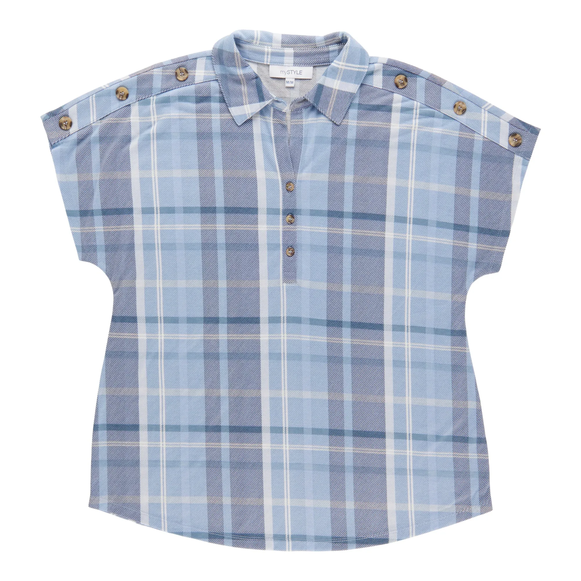 mySTYLE Women's Plaid Short Sleeve Top sold by Giant Tiger