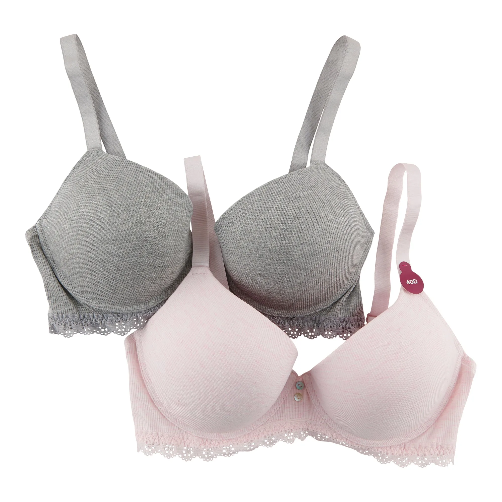 Carisma Women's Plus Ribbed Bra, 2-Pack sold by Giant Tiger