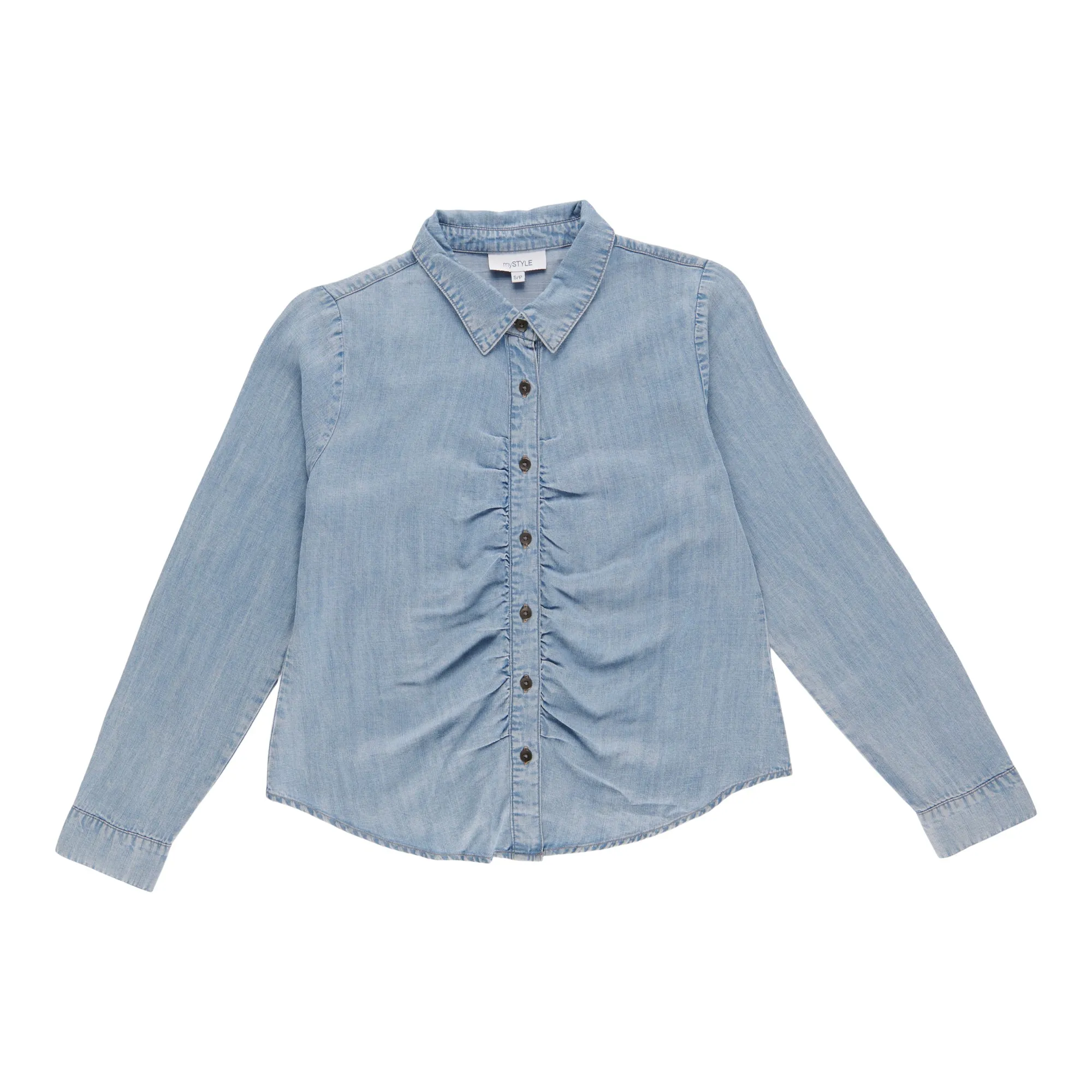 mySTYLE Women's Denim Shirred Shirt sold by Giant Tiger