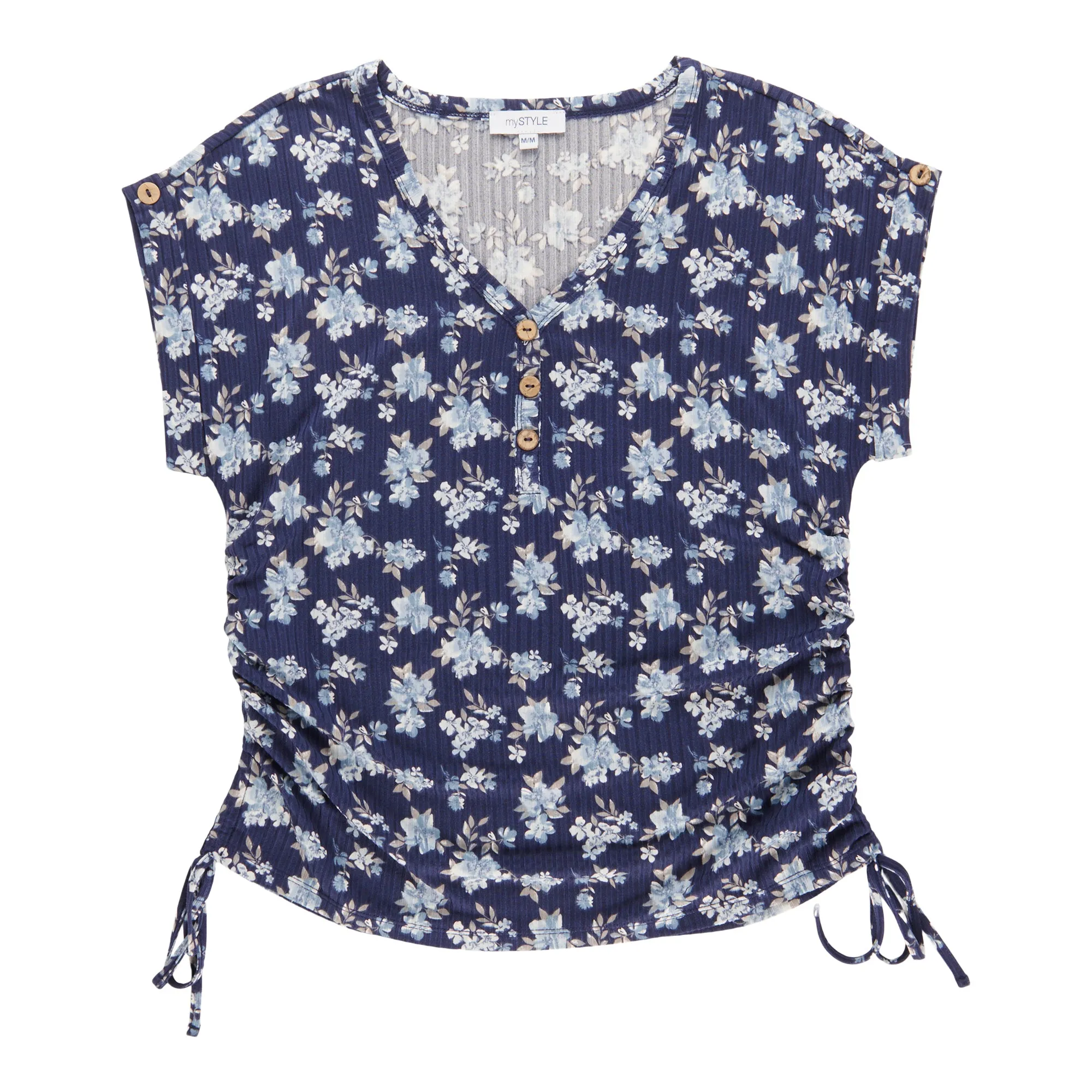 mySTYLE Women's V-Neck Short Sleeve Henley sold by Giant Tiger