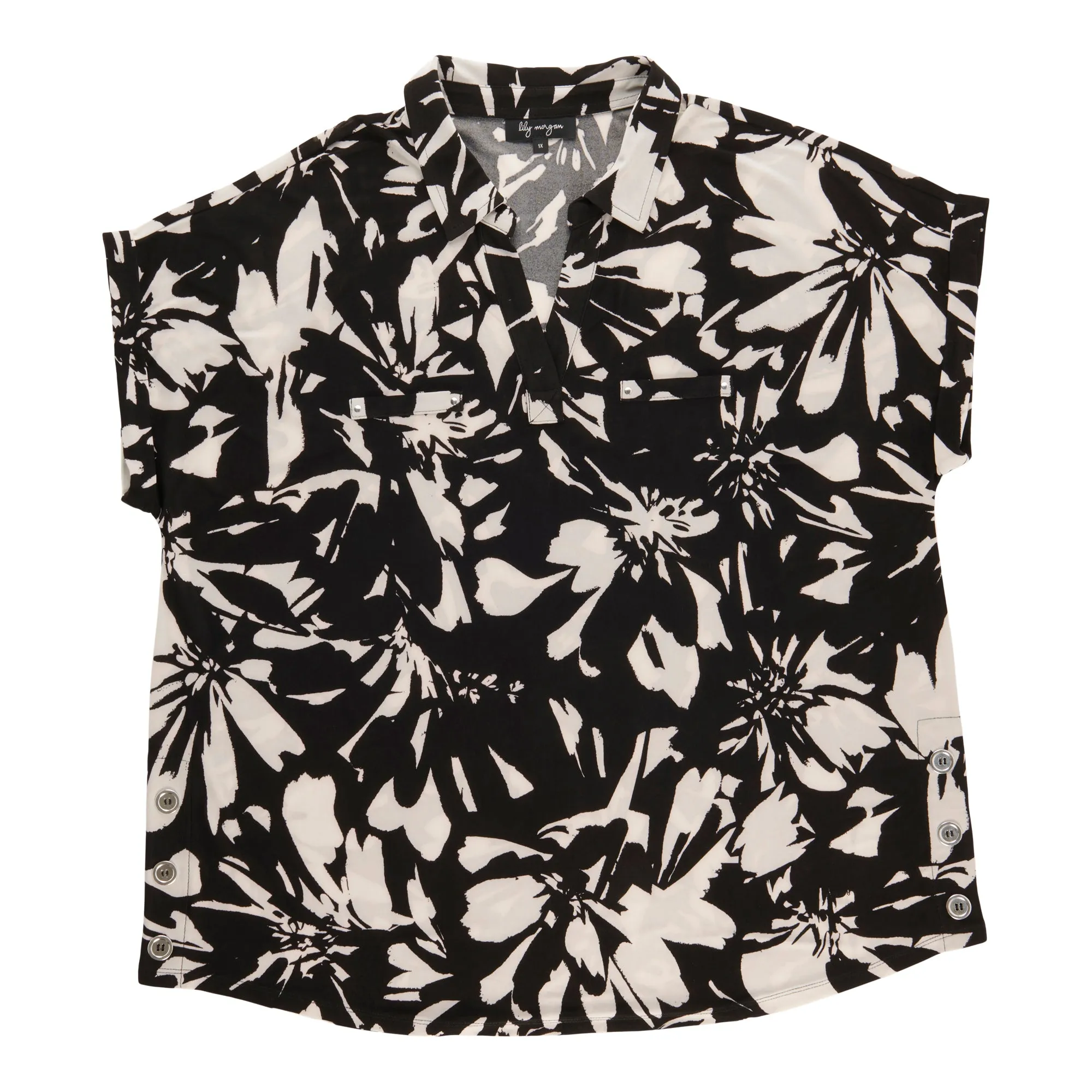 lily morgan Women's Plus Collared Top with Side Buttons sold by Giant Tiger
