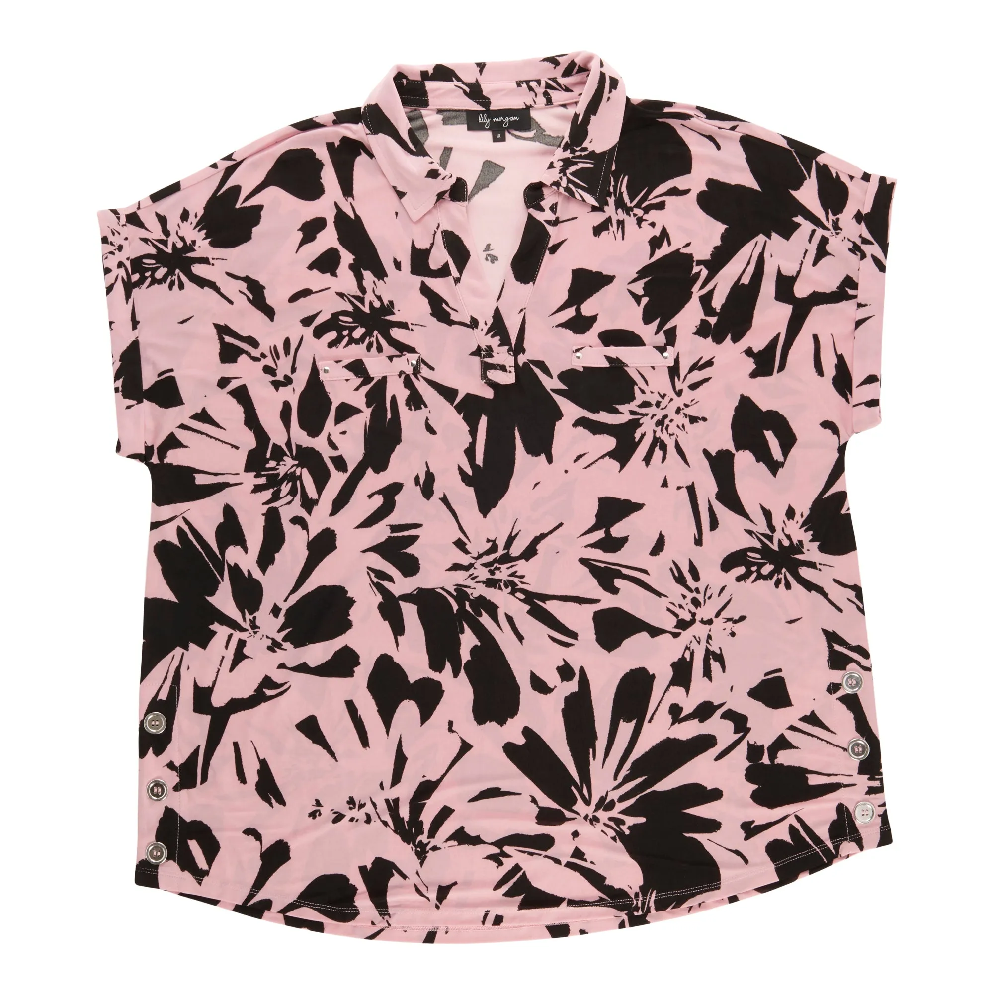 lily morgan Women's Plus Collared Top with Side Buttons sold by Giant Tiger product image thumbnail 3