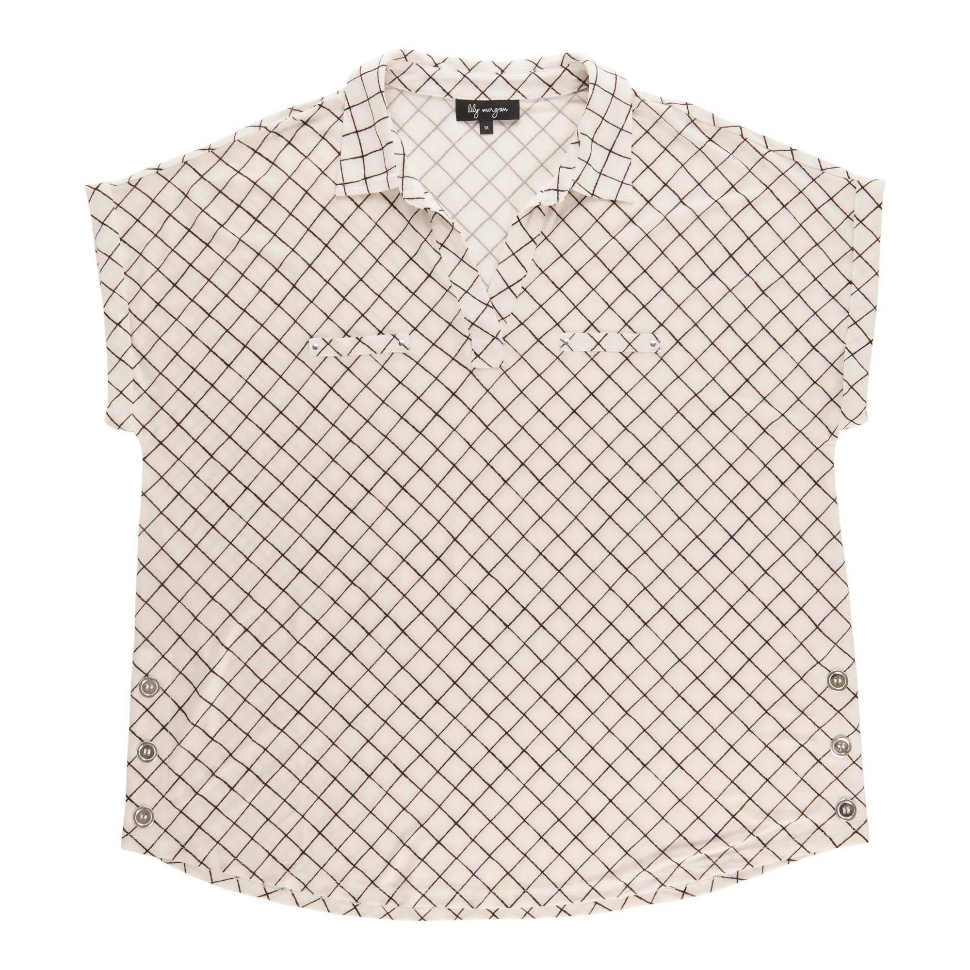 lily morgan Women's Plus Collared Top with Side Buttons sold by Giant Tiger product image thumbnail 4