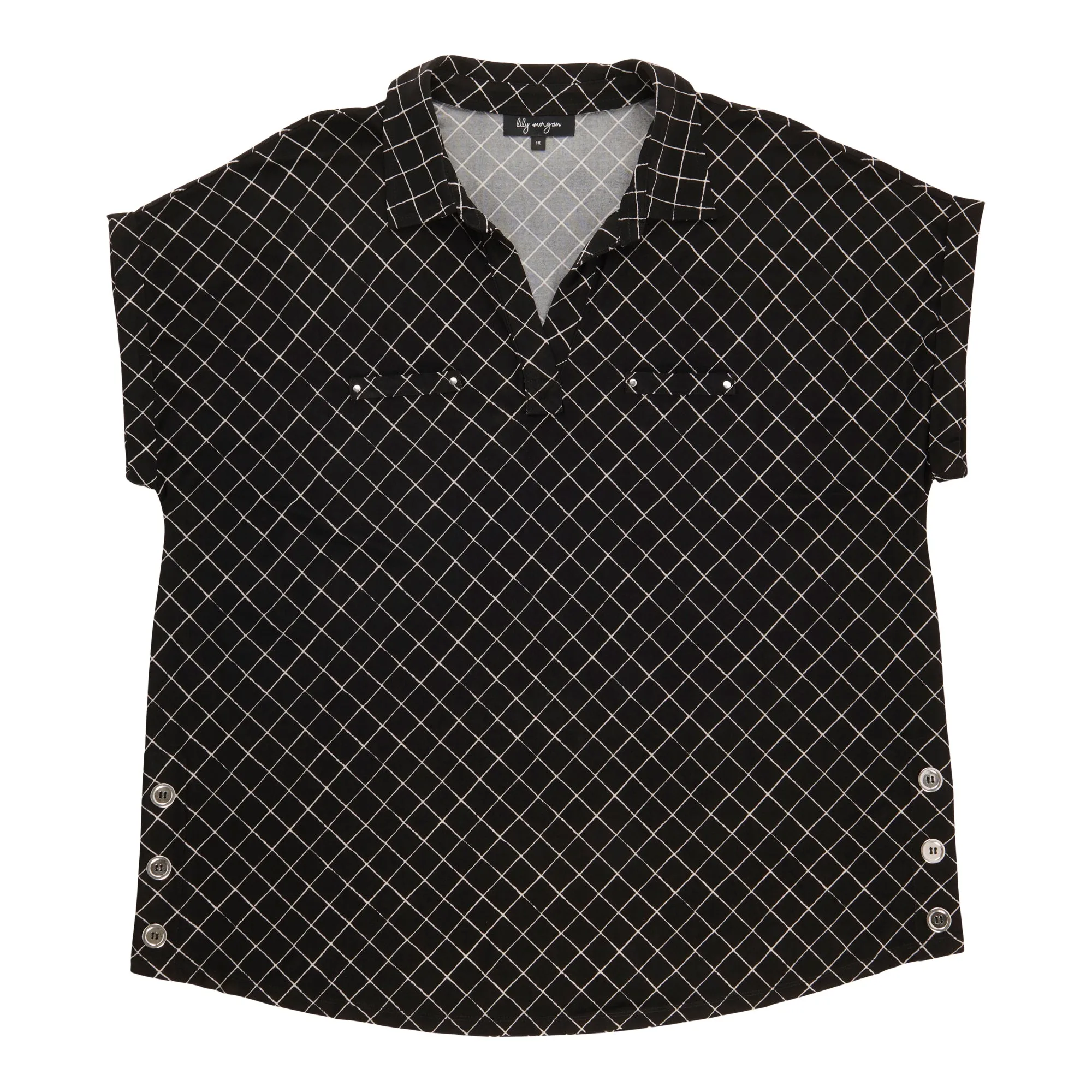 lily morgan Women's Plus Collared Top with Side Buttons sold by Giant Tiger product image thumbnail 2