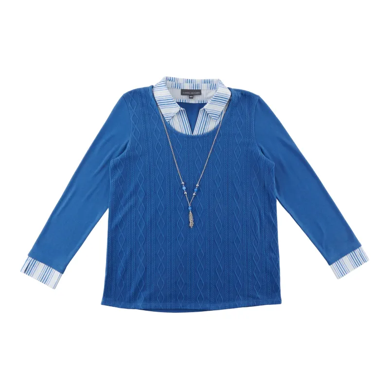 Classic Editions Women's Long Sleeve Top with Necklace sold by Giant Tiger