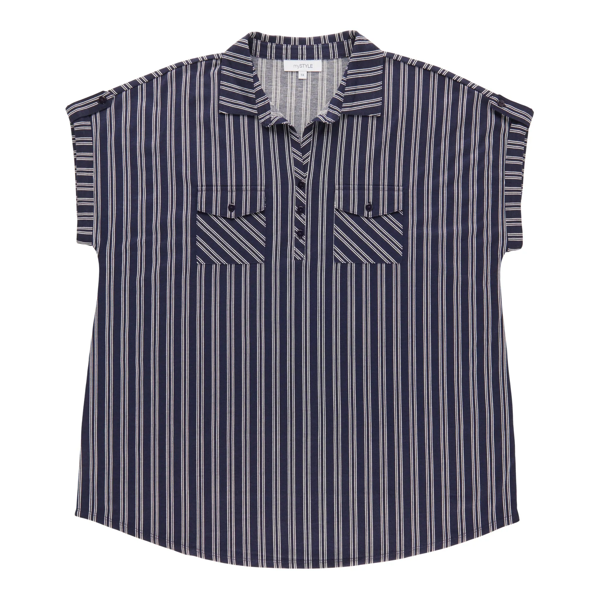 mySTYLE Women's Plus Short Sleeve Plaid Top sold by Giant Tiger