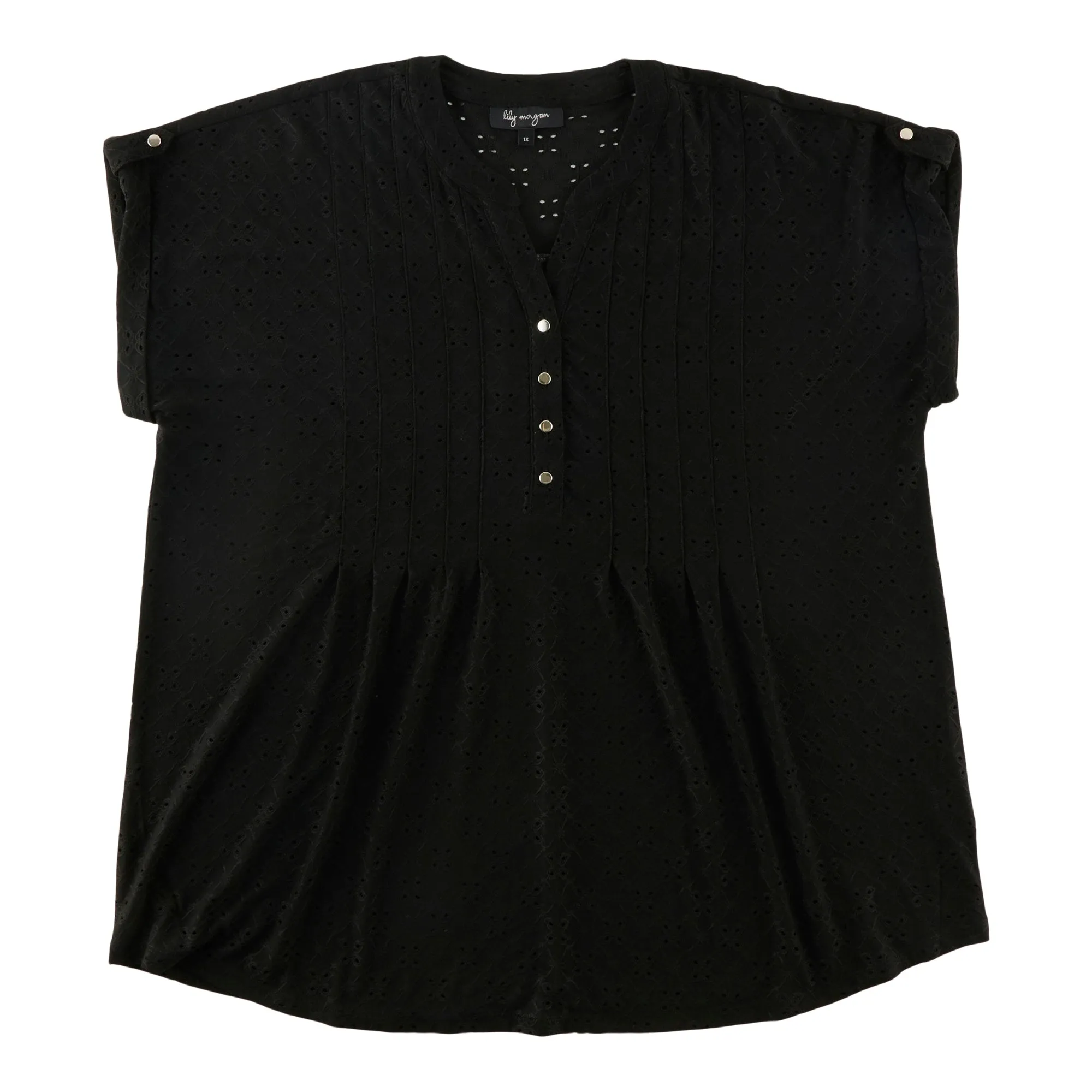 lily morgan Women's Plus Pintuck Eyelet Top sold by Giant Tiger