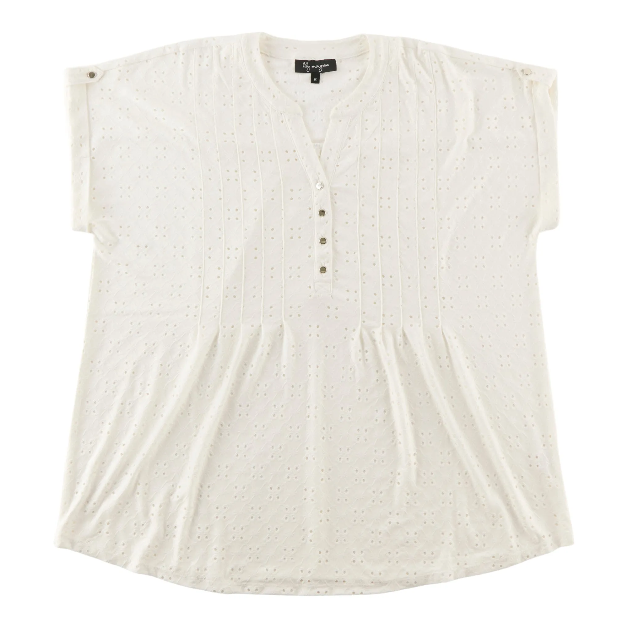 lily morgan Women's Plus Pintuck Eyelet Top sold by Giant Tiger product image thumbnail 4