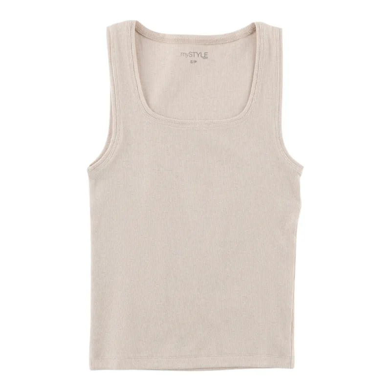 mySTYLE Women's Squareneck Ribbed Tank Top sold by Giant Tiger