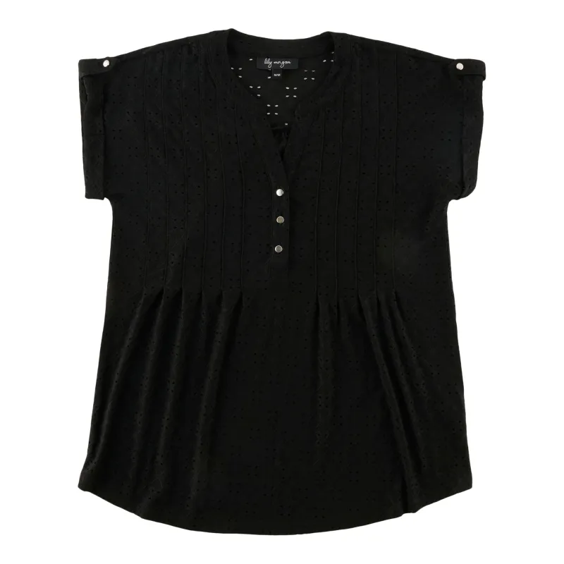 lily morgan Women's Pintuck Eyelet Top sold by Giant Tiger