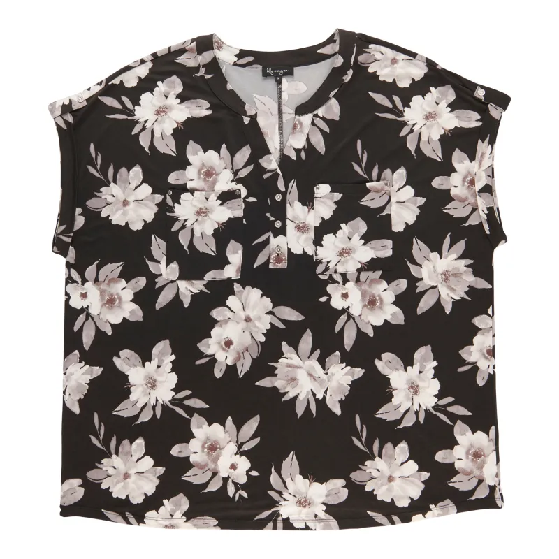 lily morgan Women's Plus V-Neck Cap Sleeve Top sold by Giant Tiger