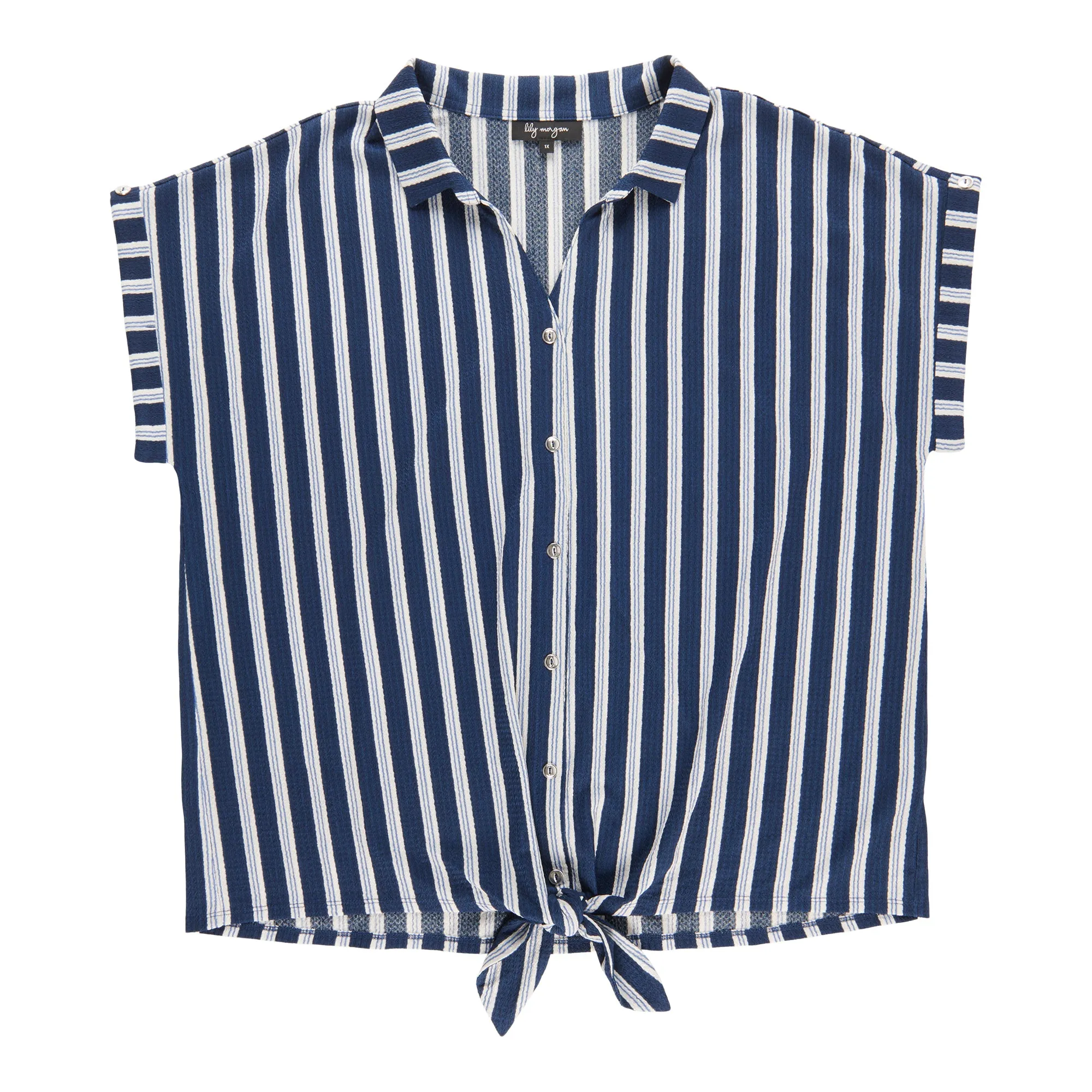 lily morgan Women's Plus Short Sleeve Collared Top sold by Giant Tiger