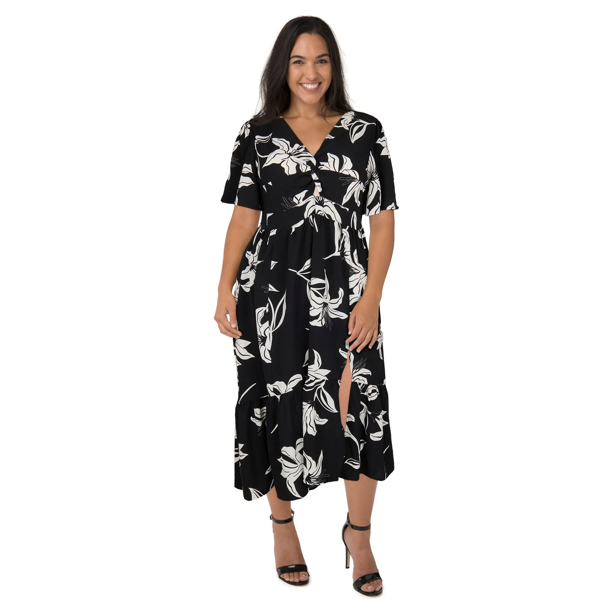 lily morgan Women's Plus Knot-Front High-Low Dress sold by Giant Tiger
