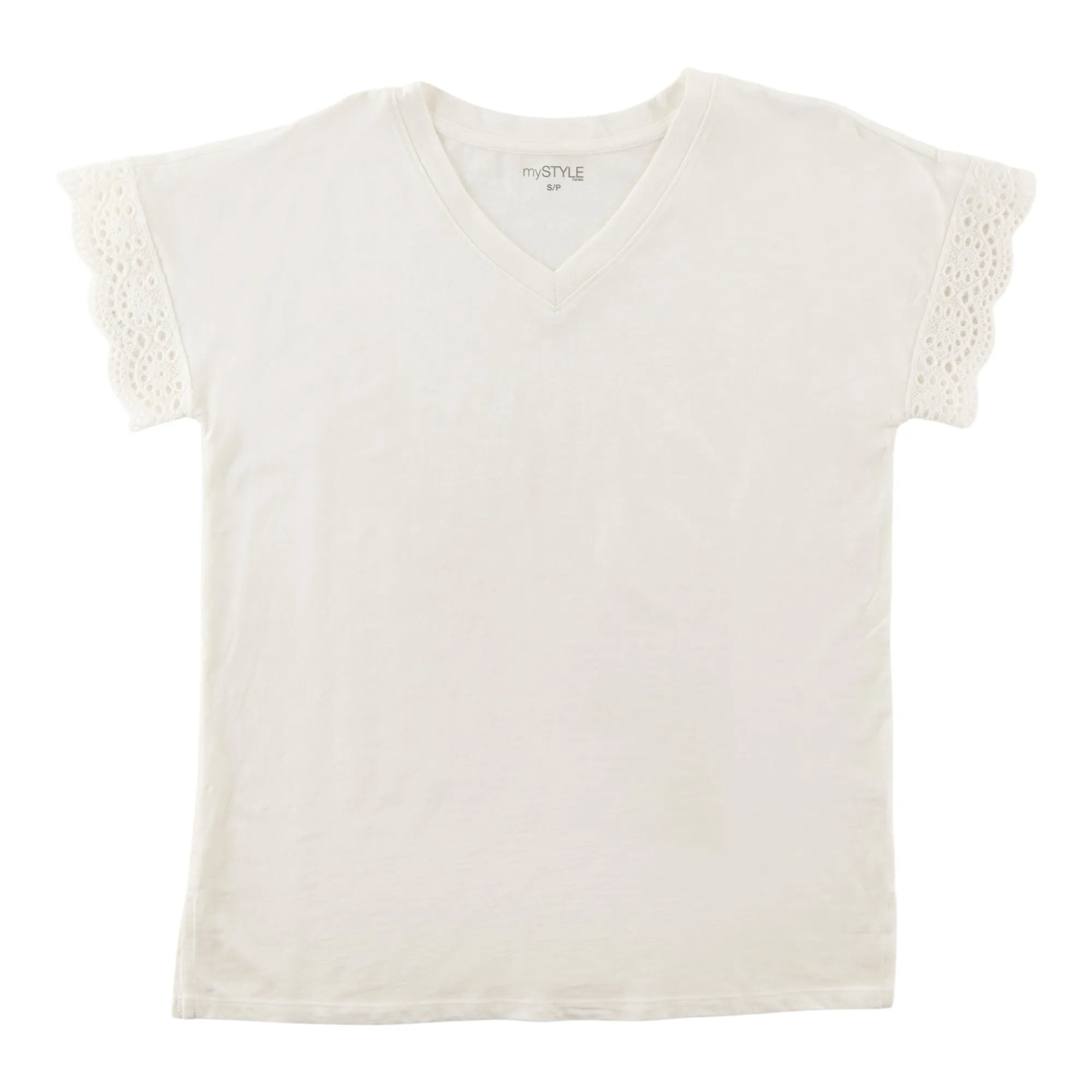 mySTYLE Women's Crochet Sleeves Tee sold by Giant Tiger