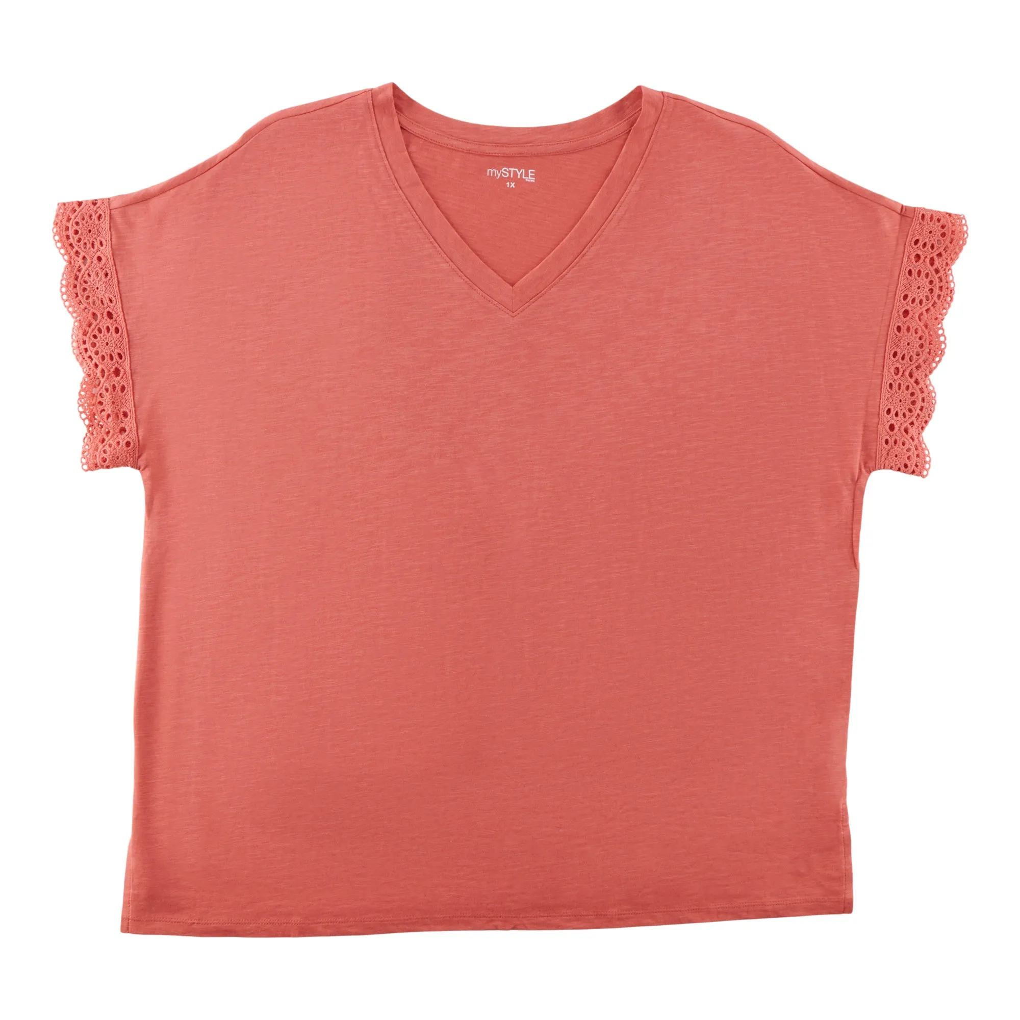 mySTYLE Women's Plus Crochet Sleeves Tee sold by Giant Tiger product image thumbnail 3