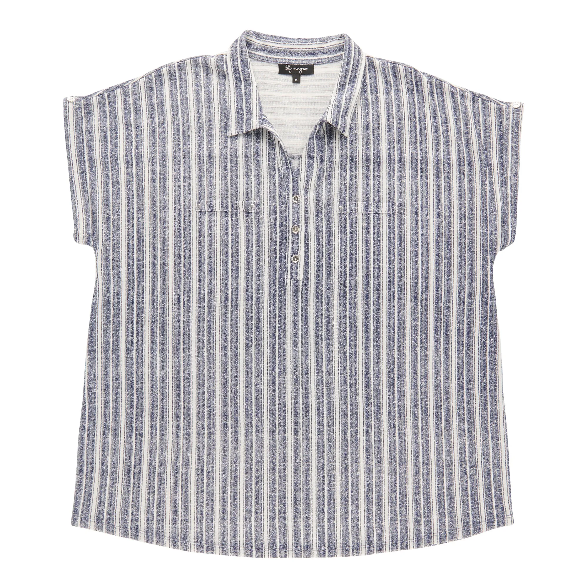 lily morgan Women's Plus Short Sleeve Collared Top sold by Giant Tiger
