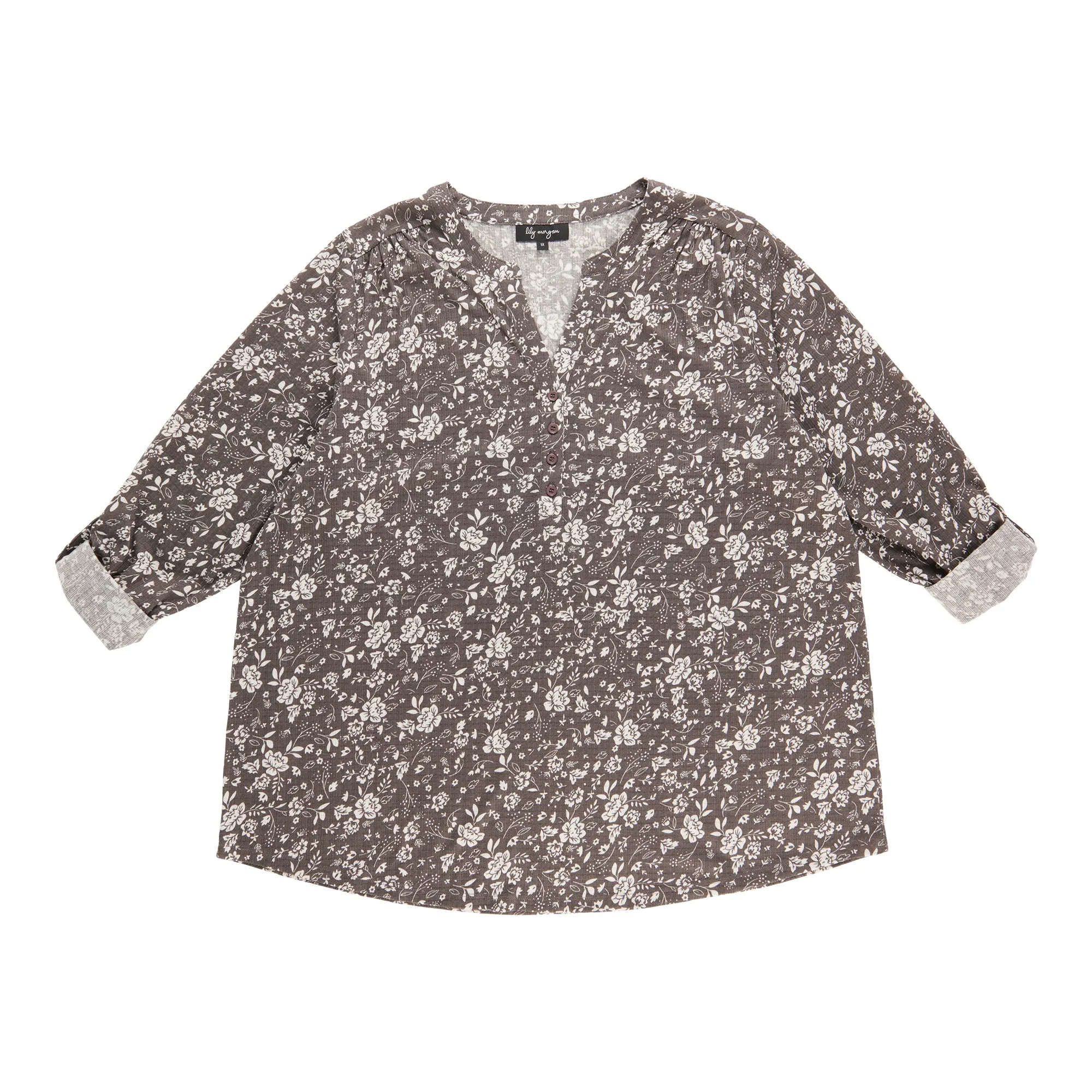 lily morgan Women's Plus Printed Top with Buttons sold by Giant Tiger product image thumbnail 4