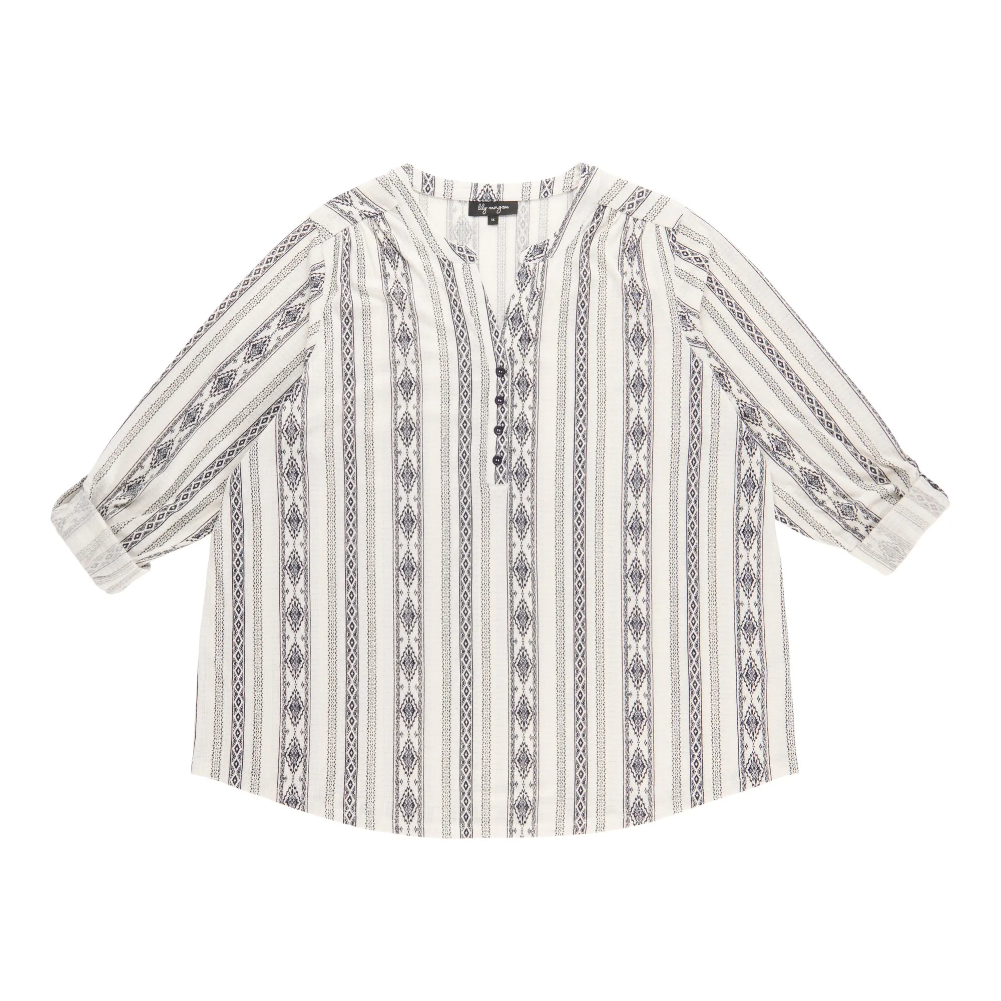 lily morgan Women's Plus Printed Top with Buttons sold by Giant Tiger