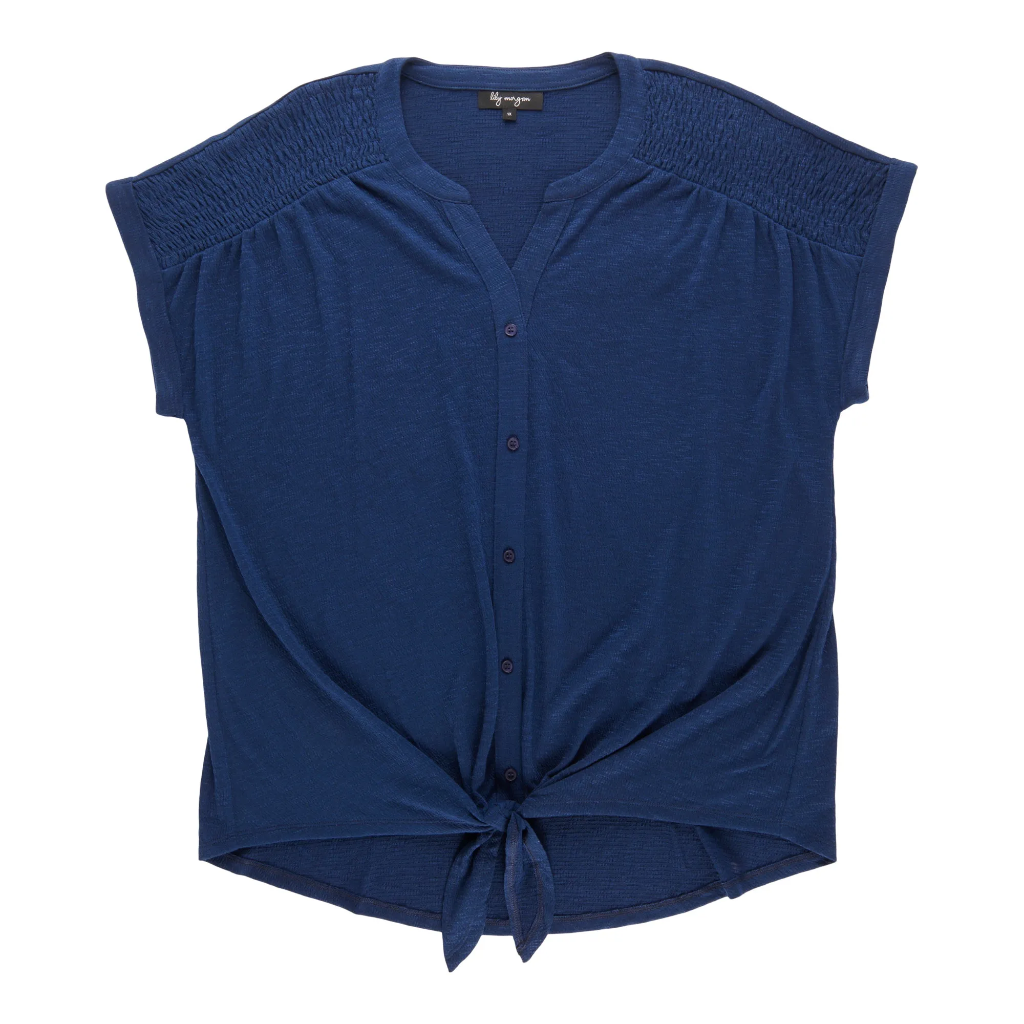 lily morgan Women's Plus V-Neck Smocked Shoulder Top sold by Giant Tiger product image thumbnail 4