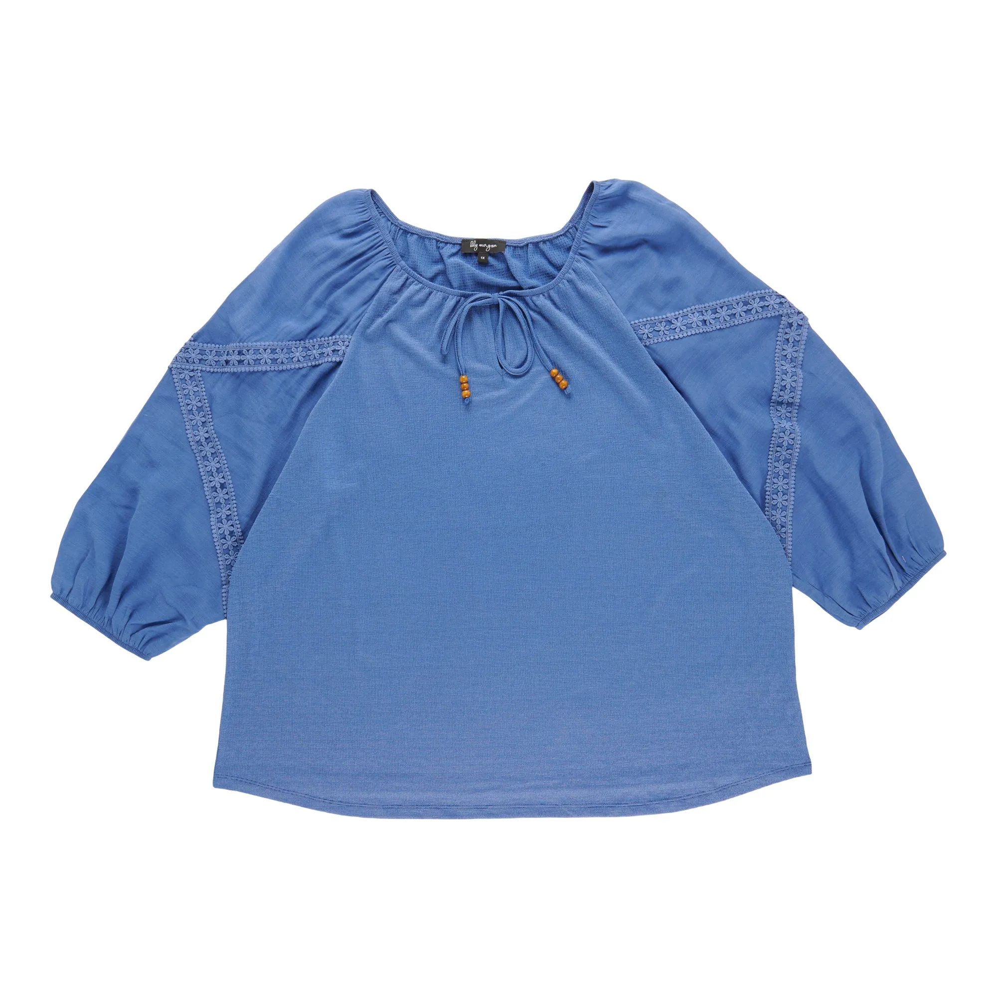 lily morgan Women's Plus Top with Crochet Sleeve Detail sold by Giant Tiger product image thumbnail 2