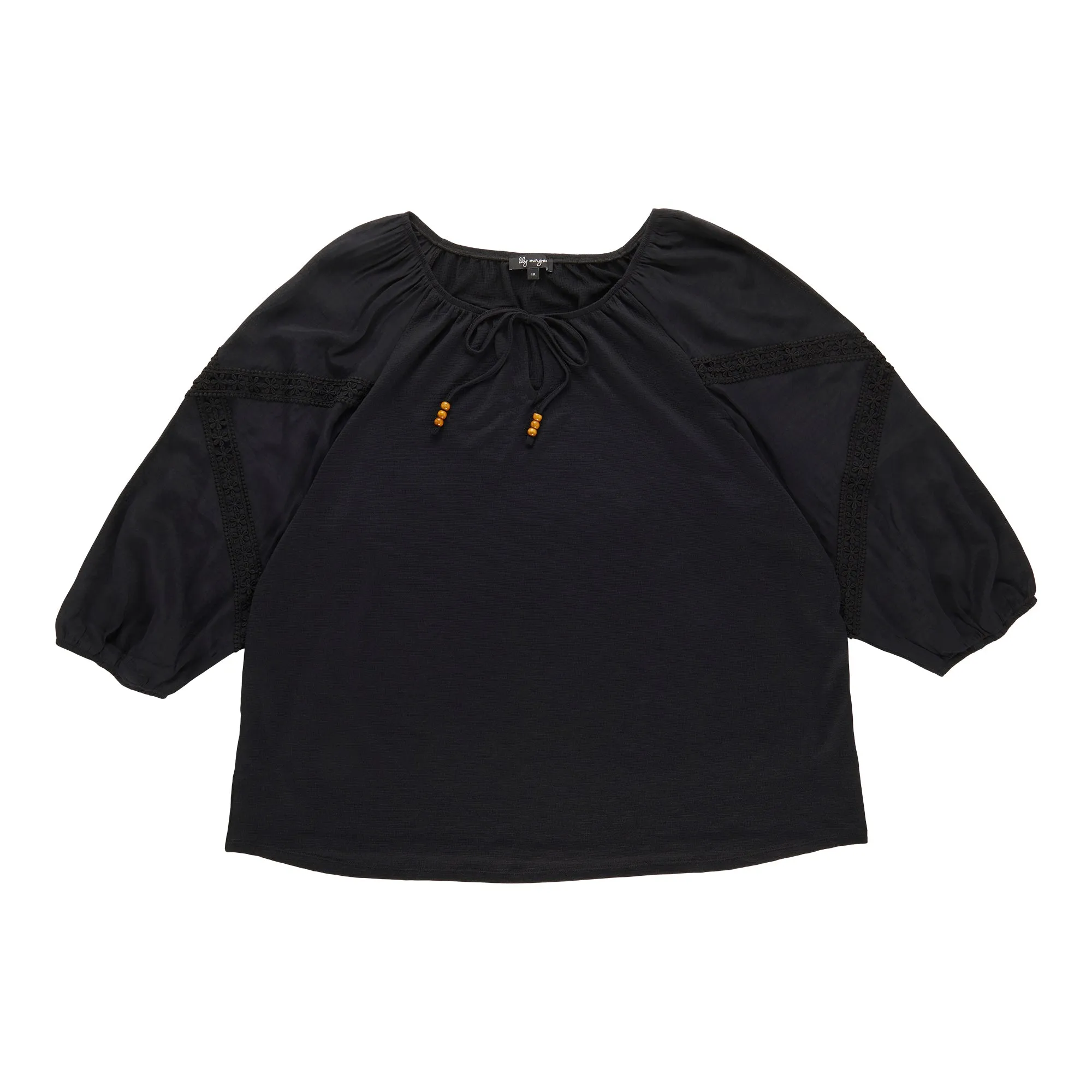 lily morgan Women's Plus Top with Crochet Sleeve Detail sold by Giant Tiger product image thumbnail 3