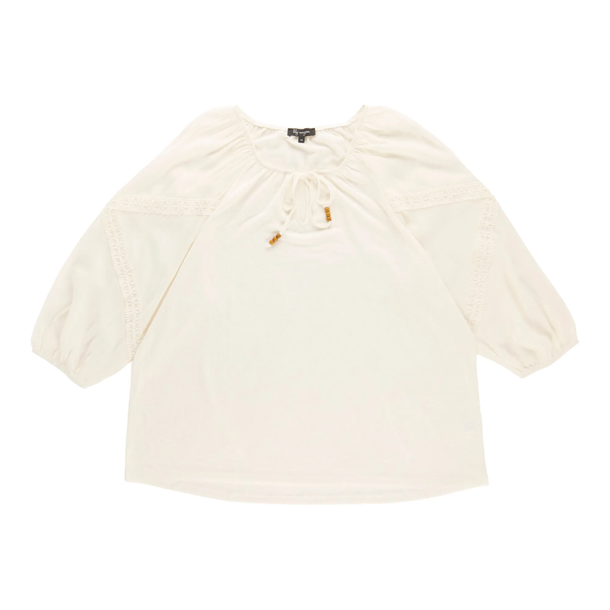 lily morgan Women's Plus Top with Crochet Sleeve Detail sold by Giant Tiger