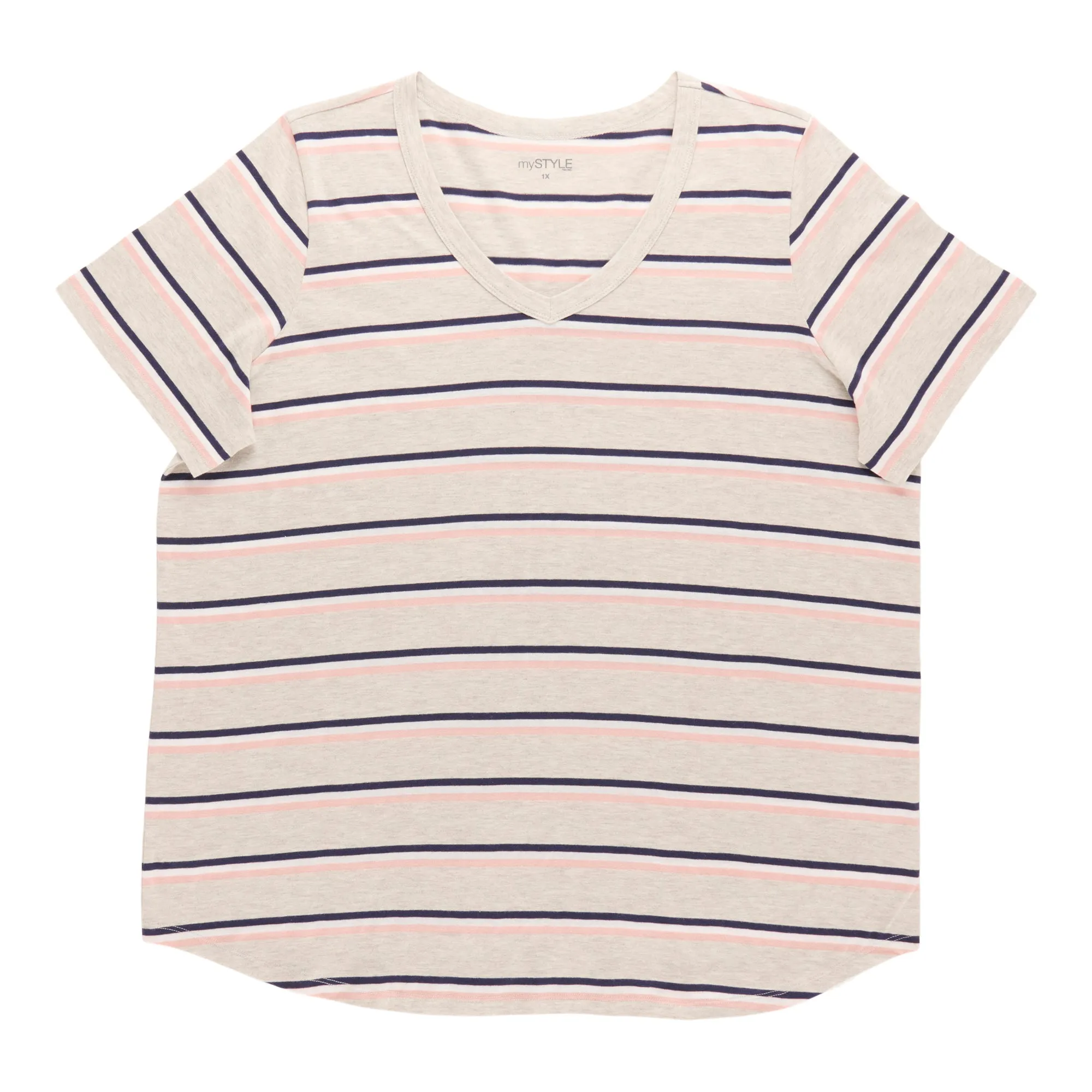 mySTYLE Women's Plus V-Neck Stripe Tee sold by Giant Tiger product image thumbnail 2