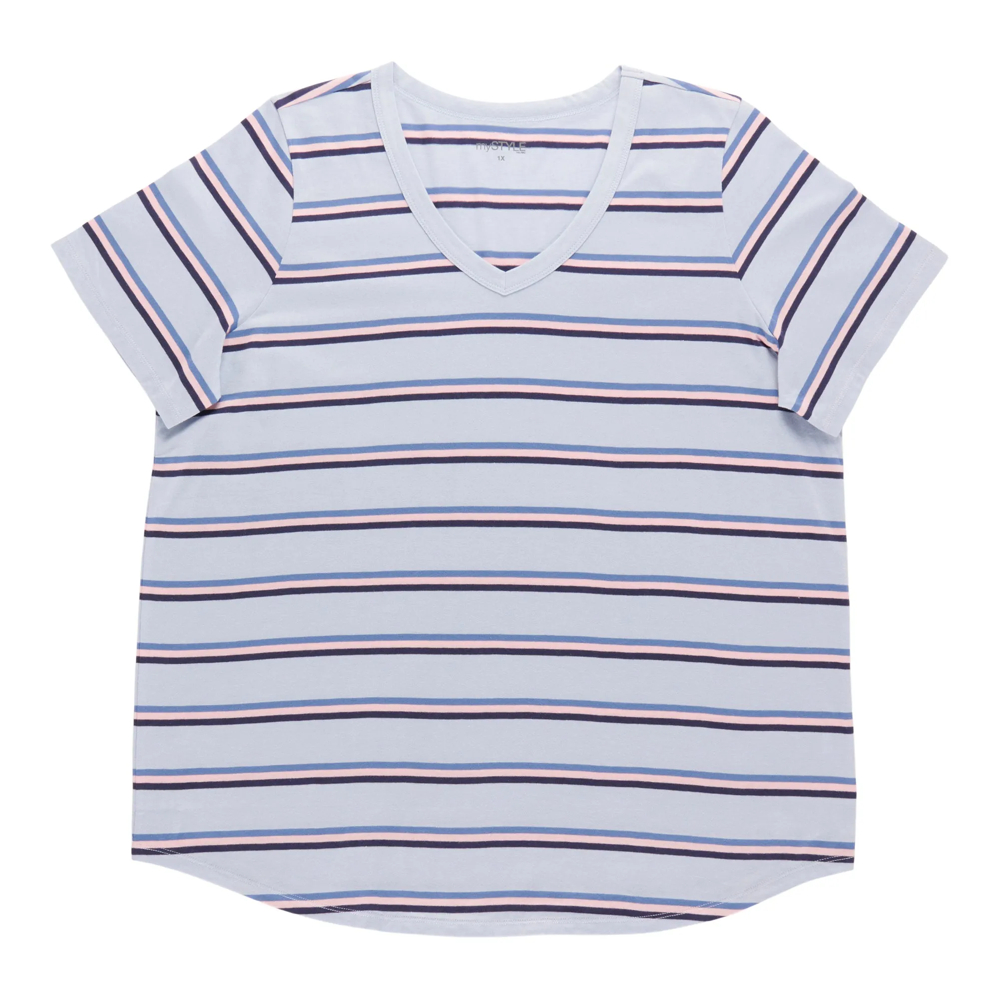 mySTYLE Women's Plus V-Neck Stripe Tee sold by Giant Tiger