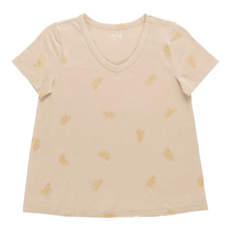 mySTYLE Women's Glitter V-Neck Tee sold by Giant Tiger