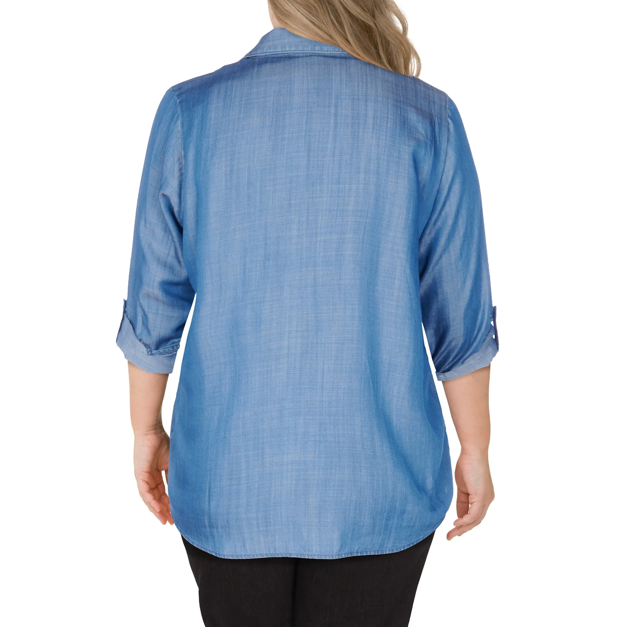 mySTYLE Women's Plus Quest Denim Shirt with Zipper sold by Giant Tiger product image thumbnail 4