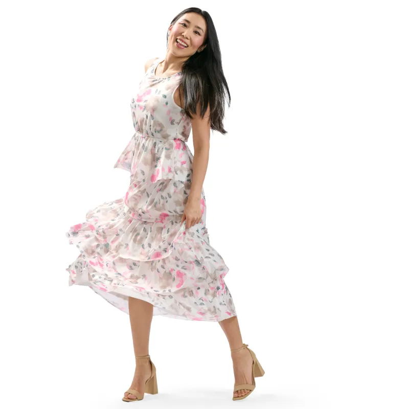 lily morgan Women's Mesh Tiered Maxi Dress sold by Giant Tiger