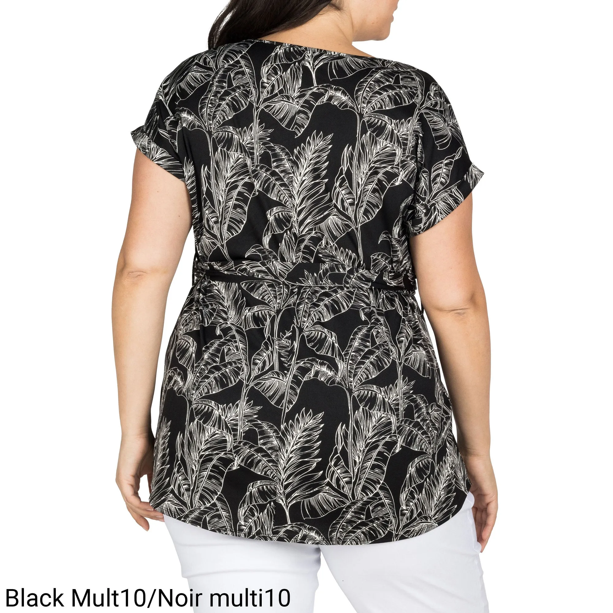 lily morgan Women's Plus Printed Short Rolled Sleeve Round Neck Blouse with Side Buckle sold by Giant Tiger product image thumbnail 2