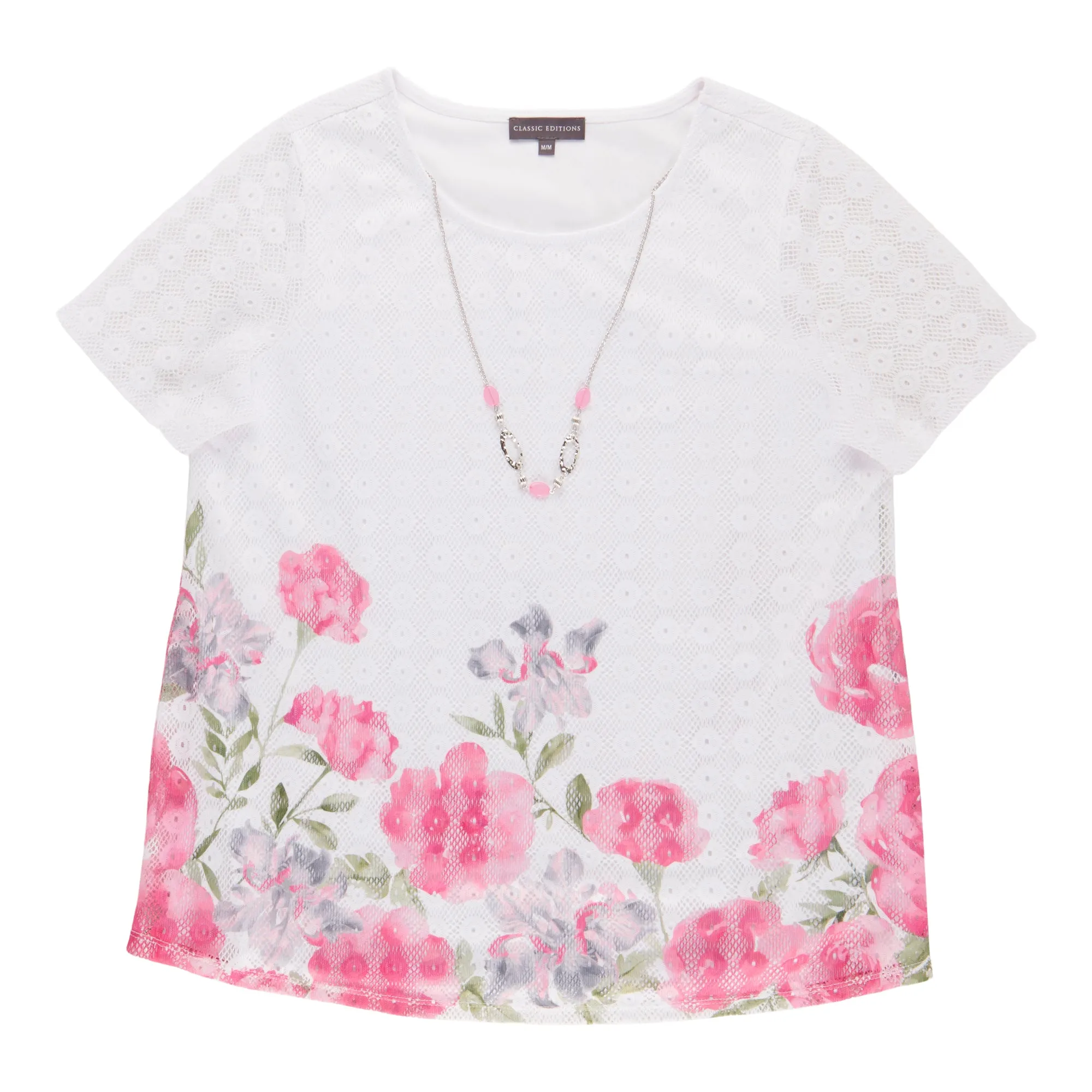 Classic Editions Women's Short Sleeve Crochet Top with Necklace sold by Giant Tiger product image thumbnail 2
