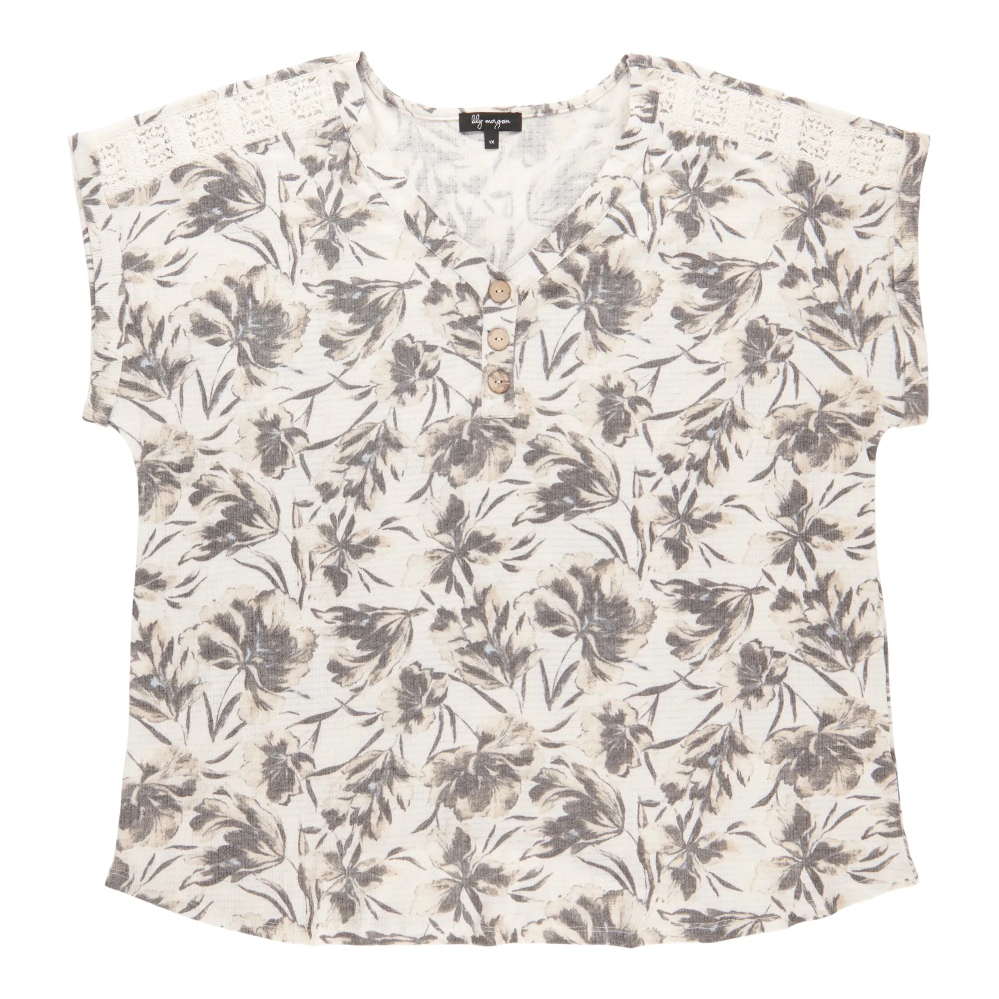 lily morgan Women's Plus Top with Crochet Detail sold by Giant Tiger