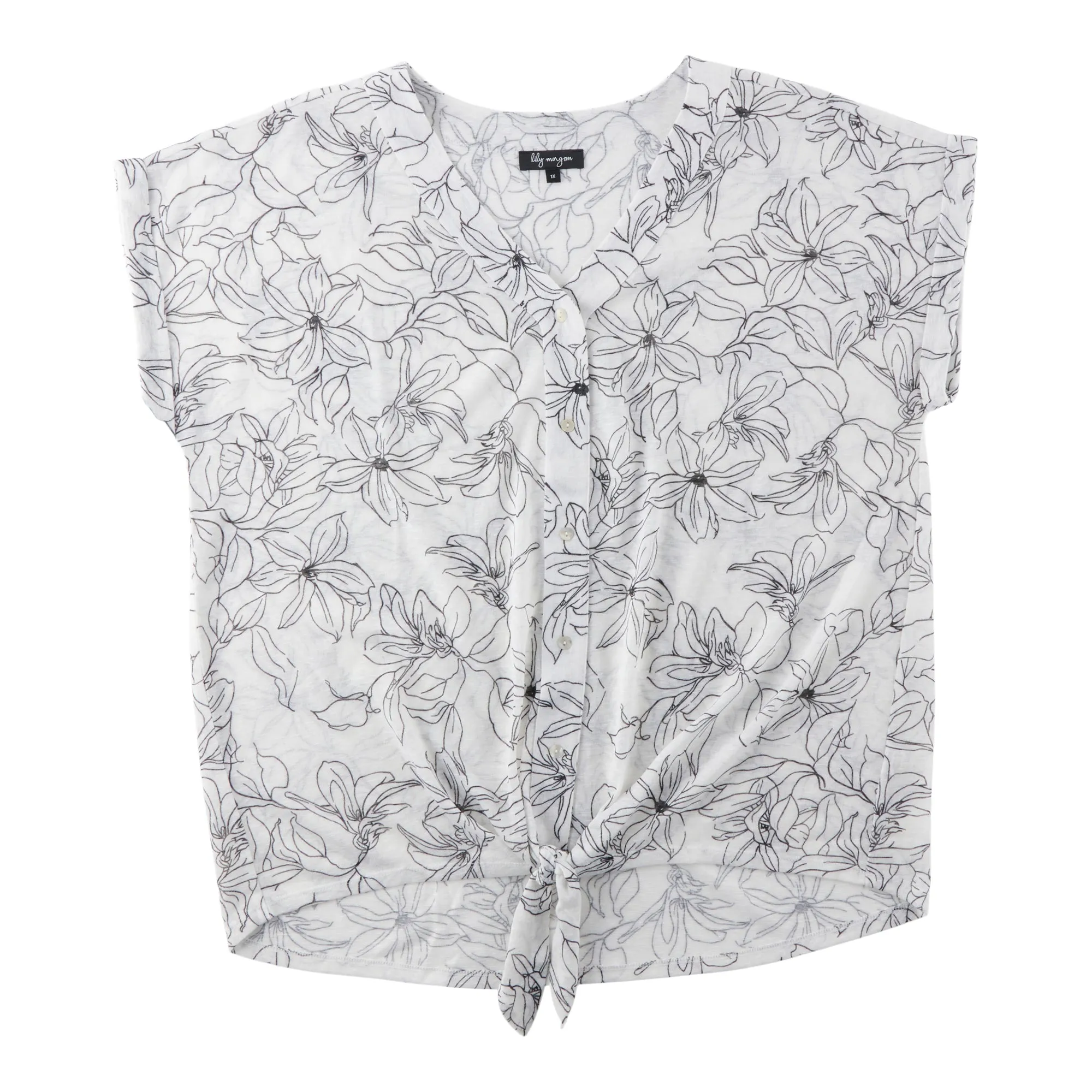 lily morgan Women's Plus Tie Front Top sold by Giant Tiger product image thumbnail 4