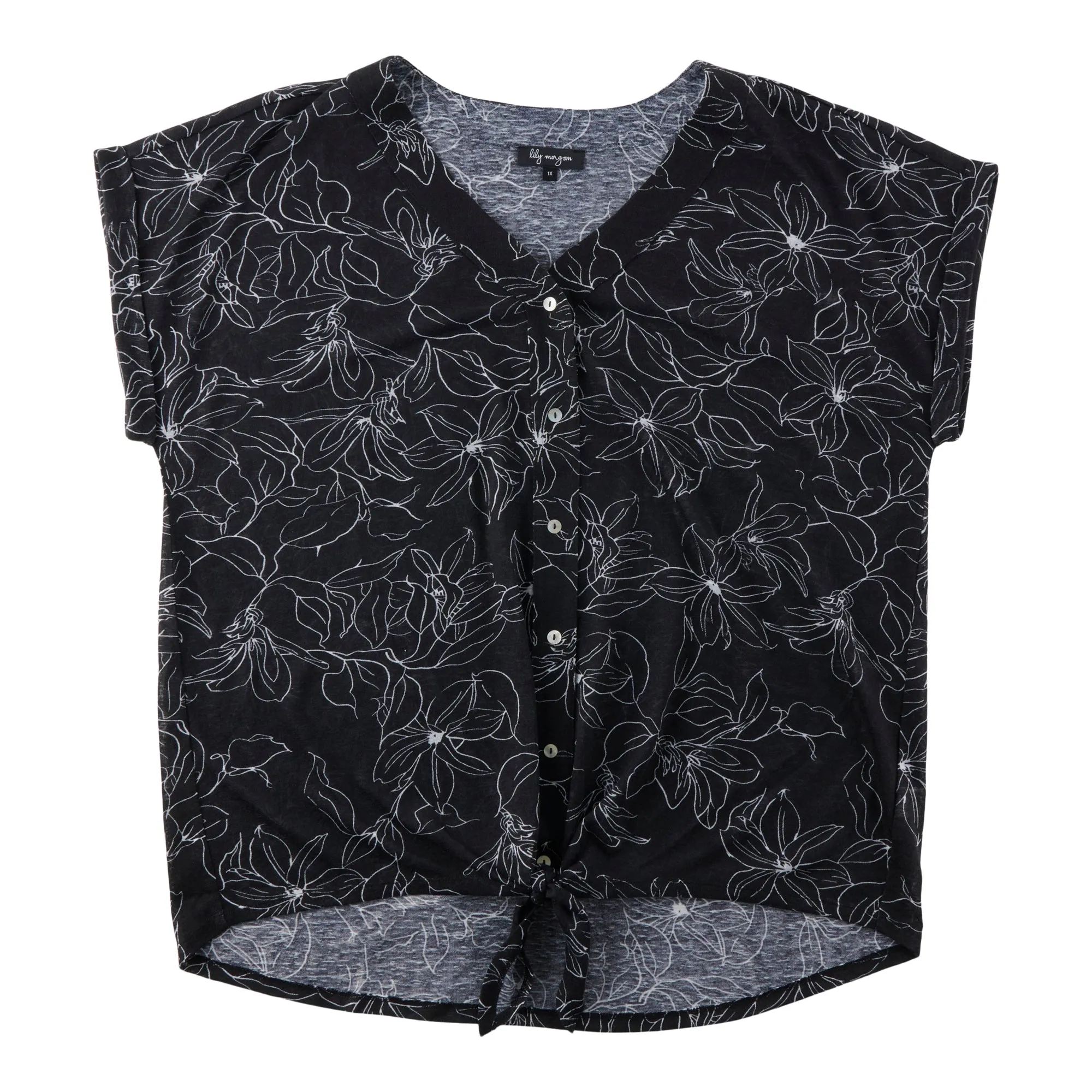 lily morgan Women's Plus Tie Front Top sold by Giant Tiger product image thumbnail 3