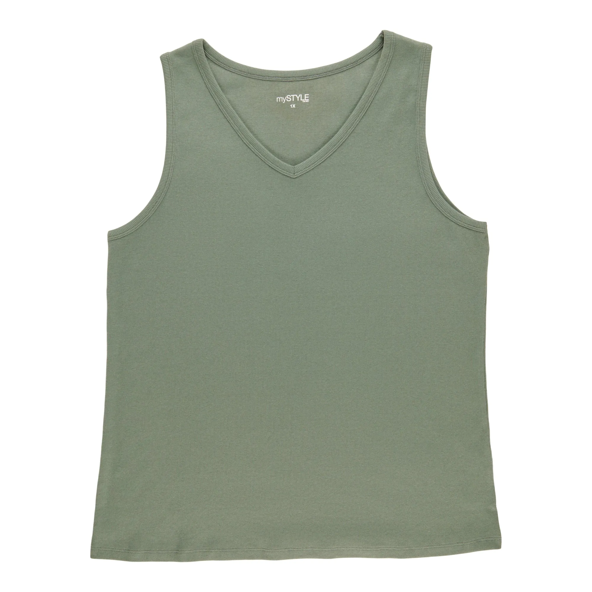 mySTYLE Women's Plus V-Neck Ribbed Tank Top sold by Giant Tiger product image thumbnail 3